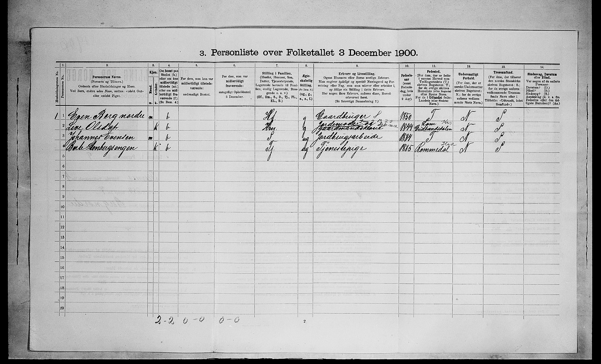 SAH, 1900 census for Furnes, 1900, p. 735