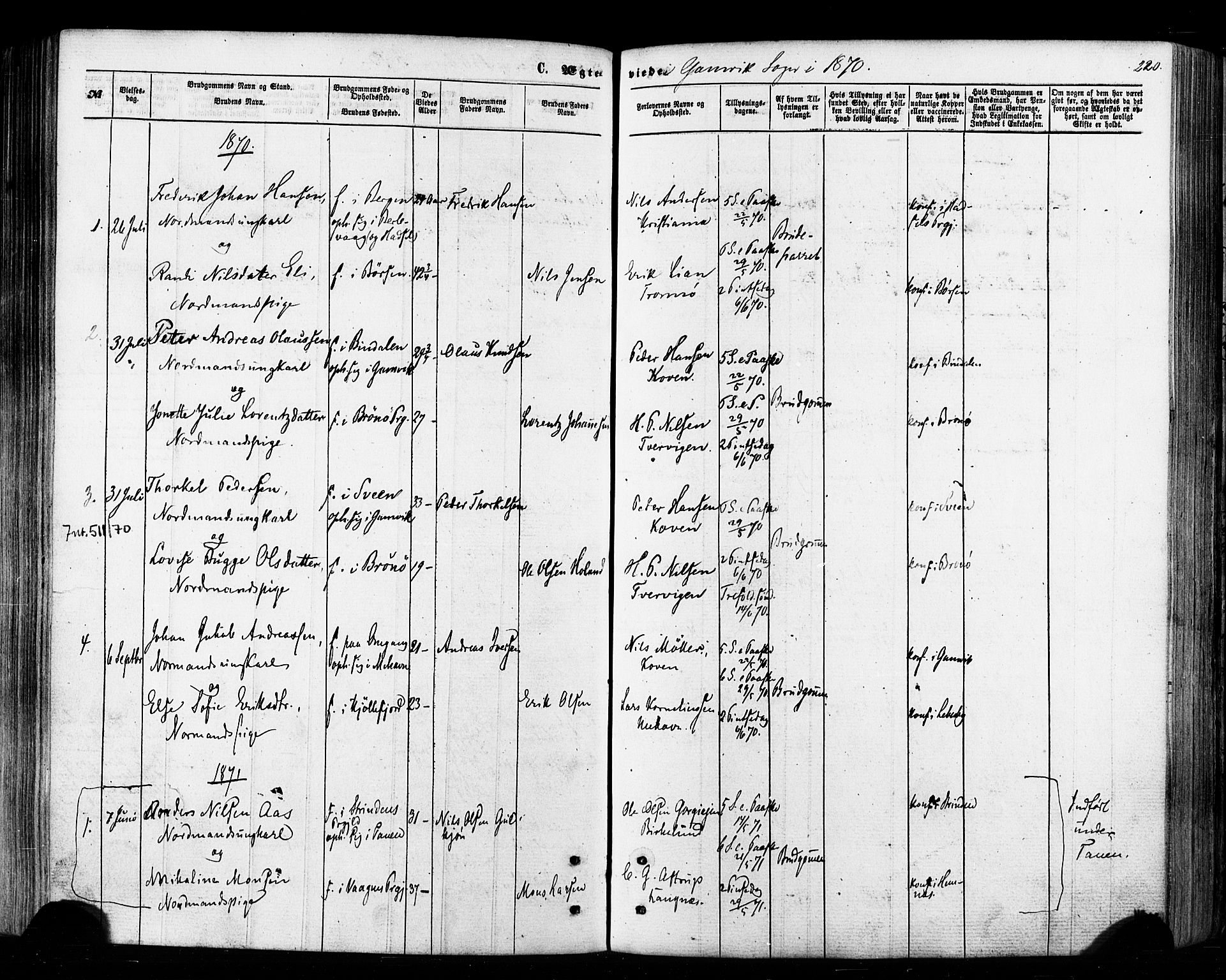 Tana sokneprestkontor, SATØ/S-1334/H/Ha/L0002kirke: Parish register (official) no. 2 /2, 1862-1877, p. 220