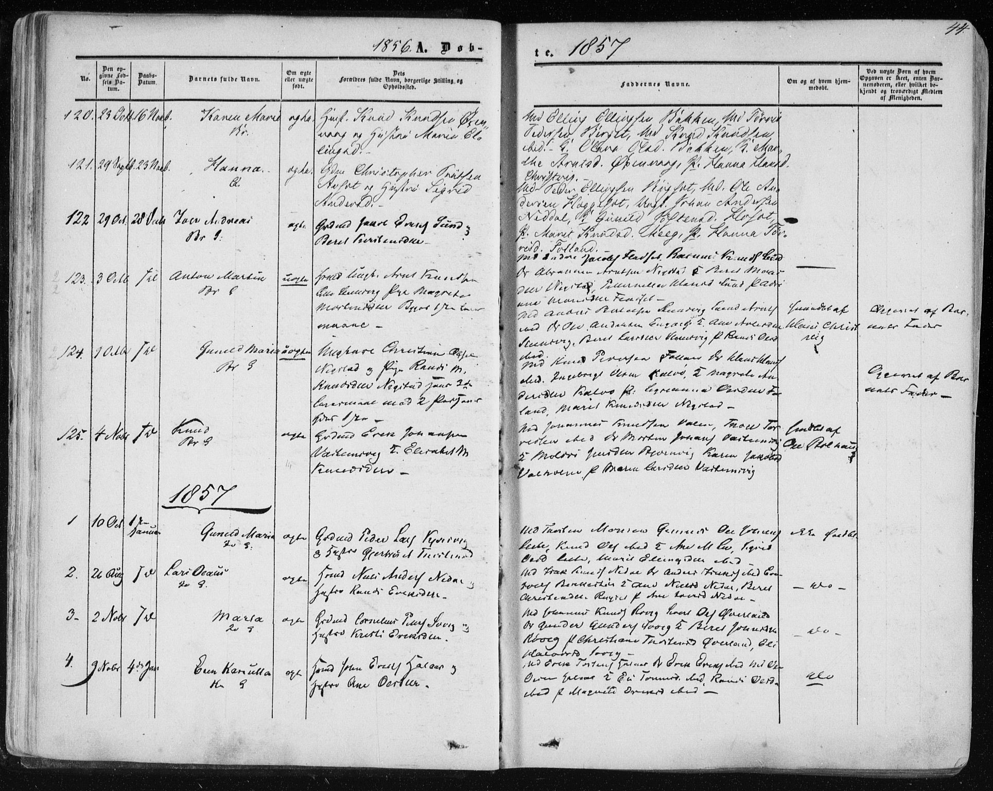 Ministerialprotokoller, klokkerbøker og fødselsregistre - Møre og Romsdal, SAT/A-1454/568/L0804: Parish register (official) no. 568A11, 1854-1868, p. 44