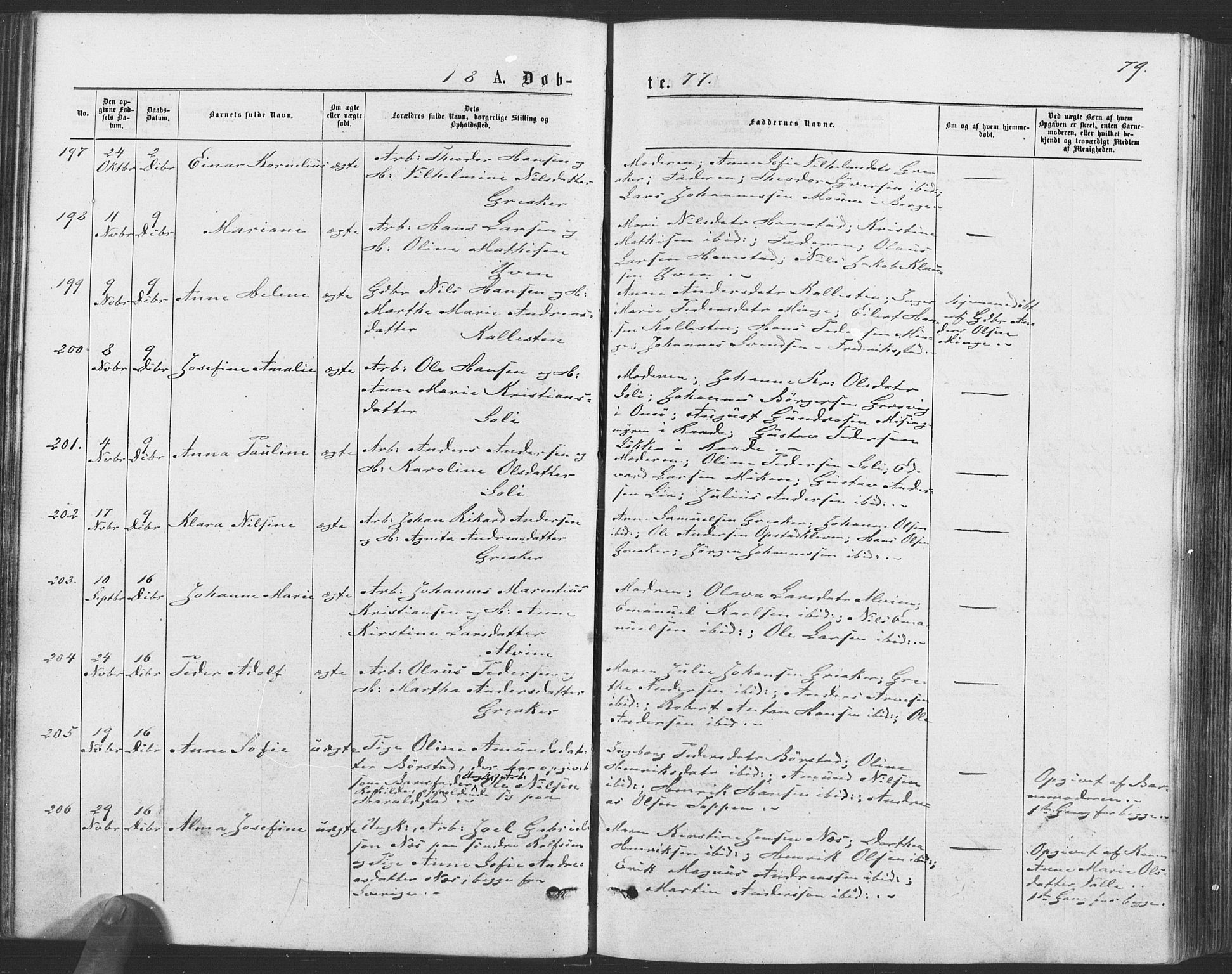 Tune prestekontor Kirkebøker, SAO/A-2007/F/Fa/L0016: Parish register (official) no. 16, 1874-1877, p. 79