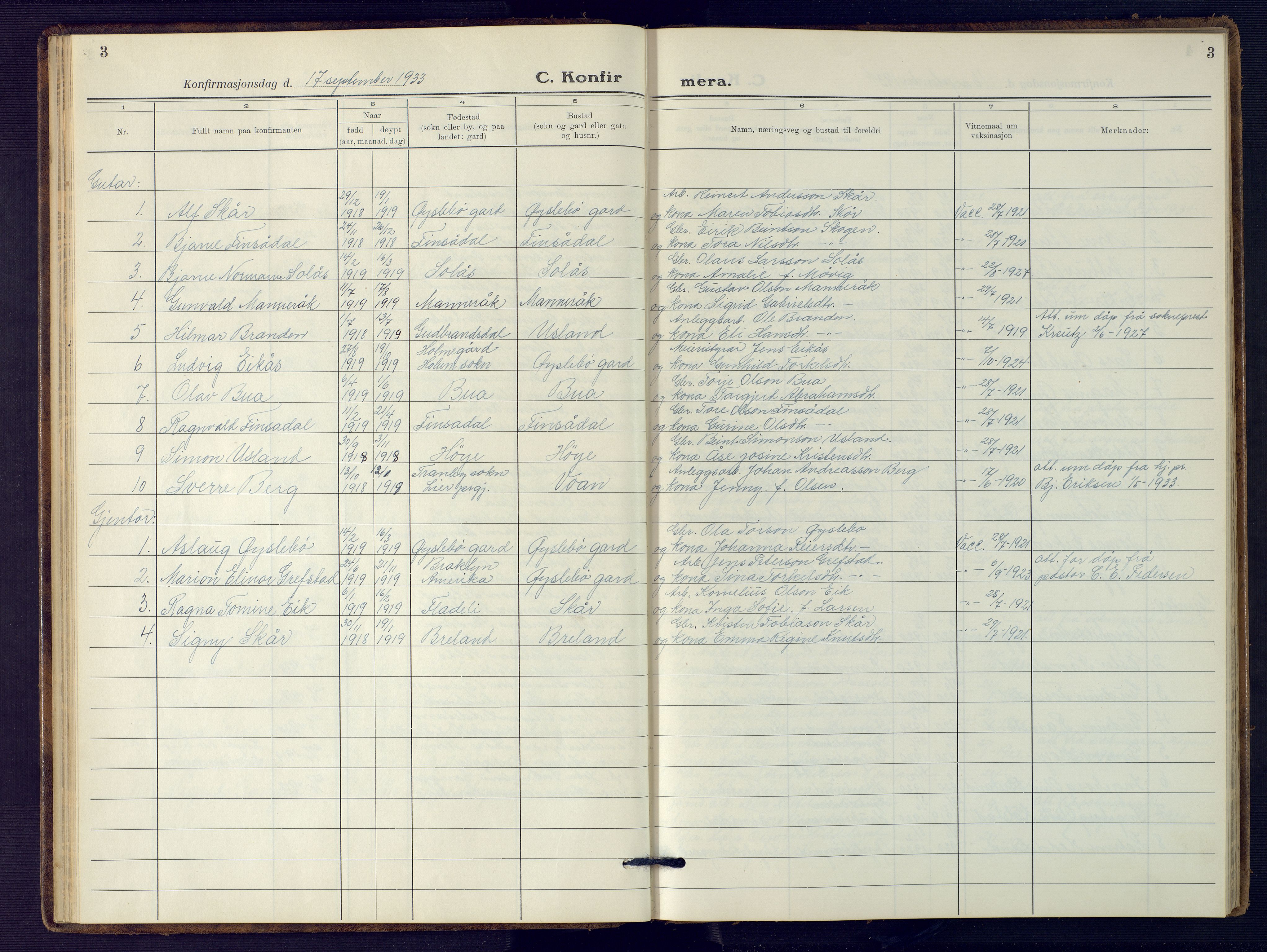 Holum sokneprestkontor, AV/SAK-1111-0022/F/Fb/Fbc/L0005: Parish register (copy) no. B 5, 1931-1945, p. 3