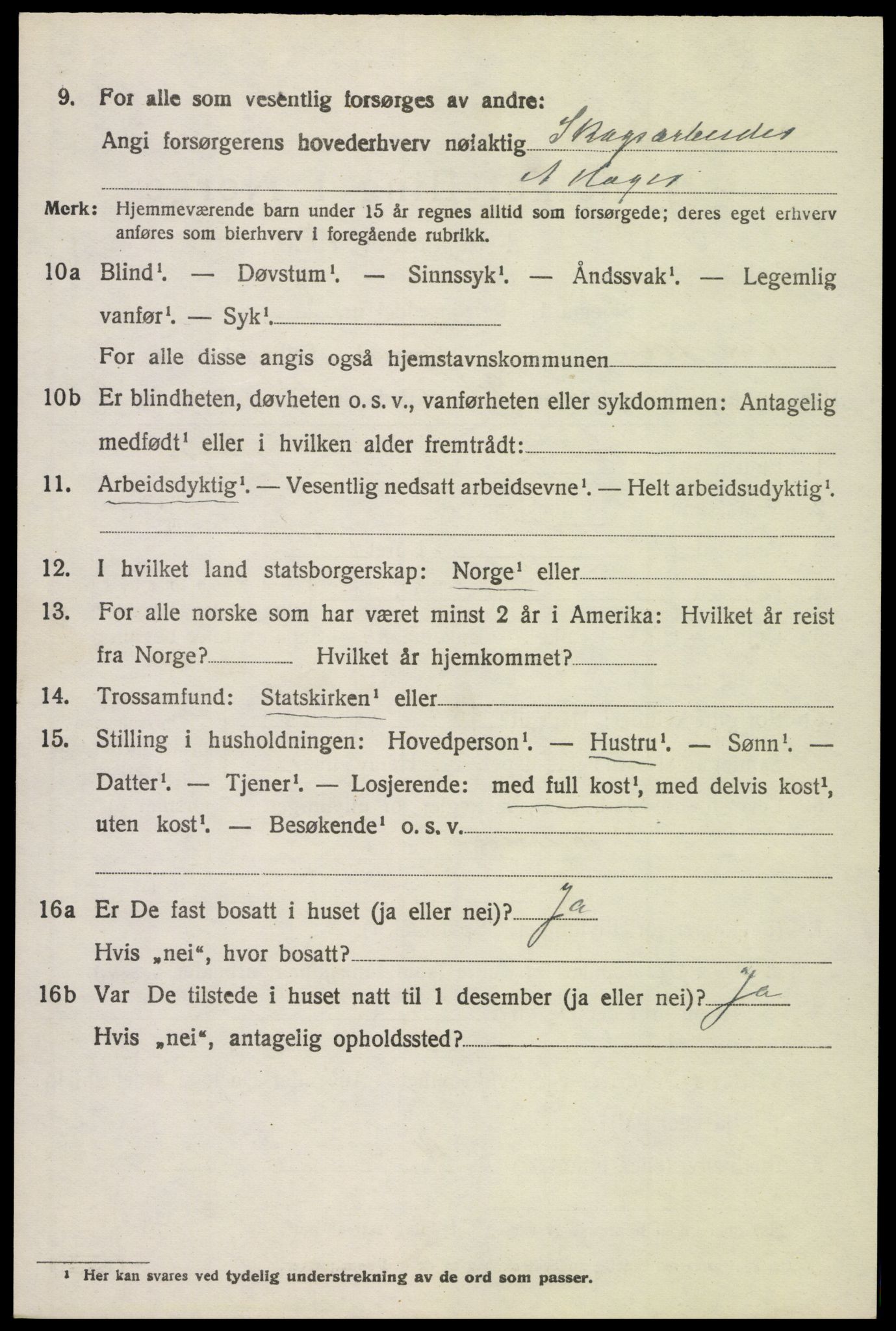 SAH, 1920 census for Vestre Toten, 1920, p. 7289