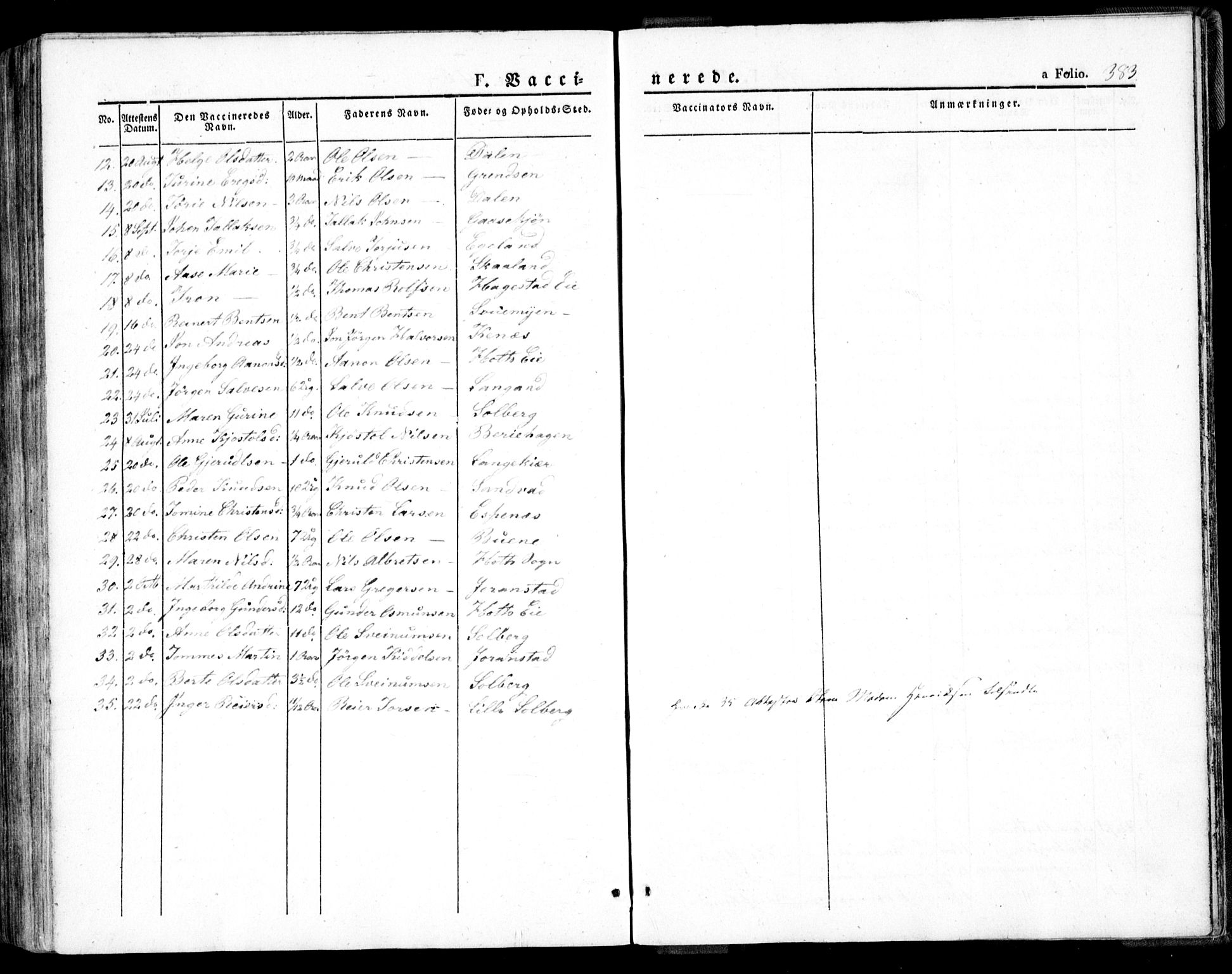 Holt sokneprestkontor, AV/SAK-1111-0021/F/Fa/L0007: Parish register (official) no. A 7, 1836-1848, p. 383