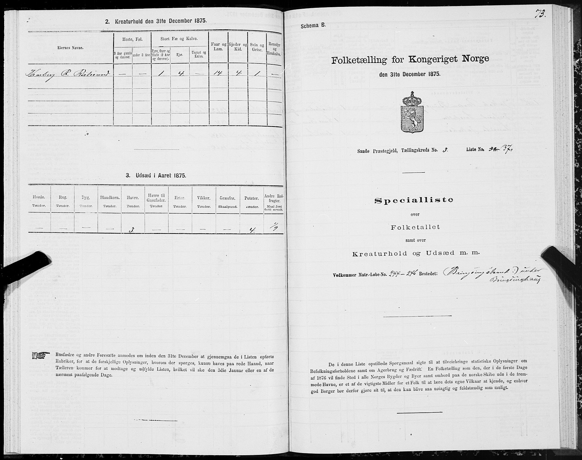 SAT, 1875 census for 1514P Sande, 1875, p. 2073