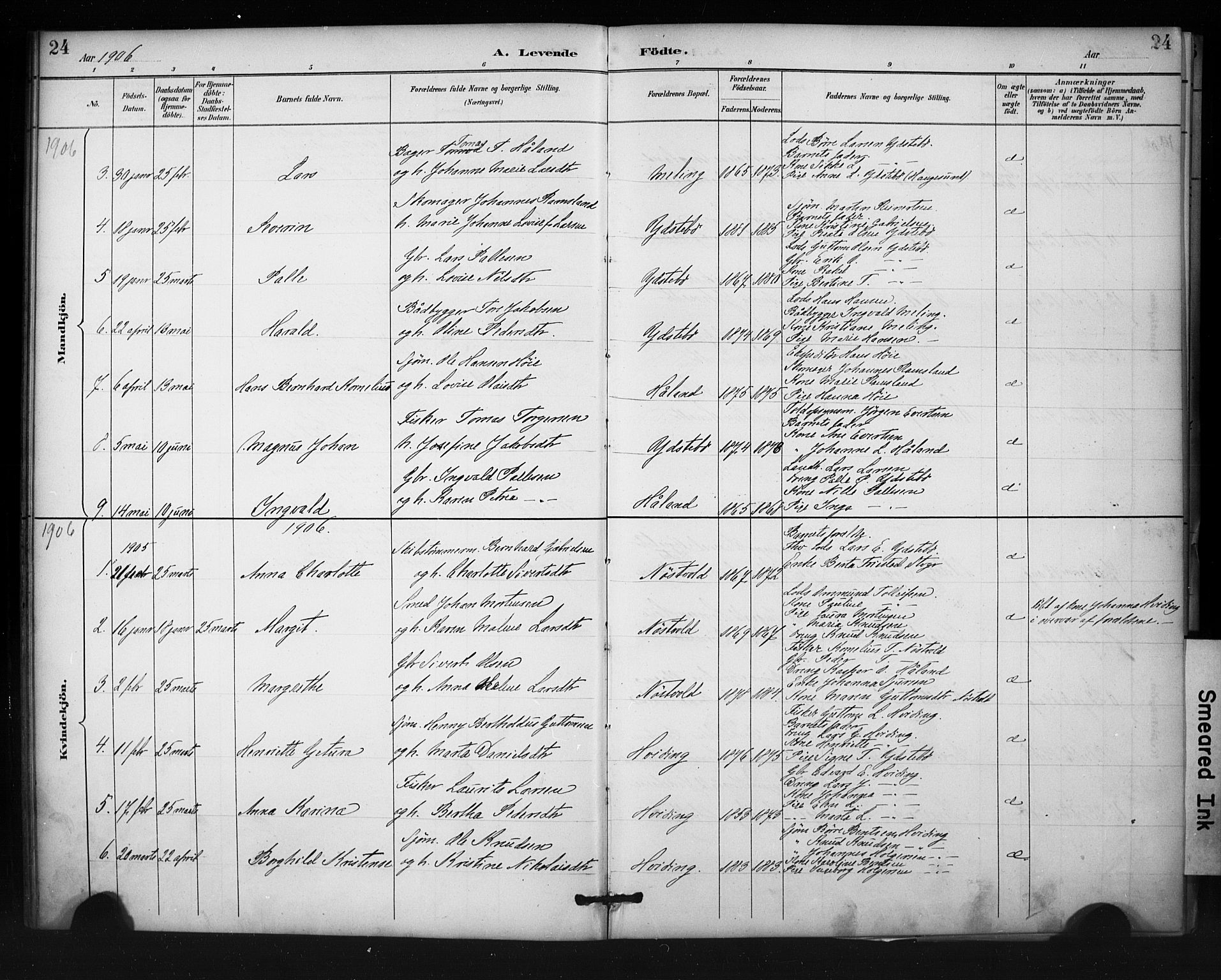 Rennesøy sokneprestkontor, SAST/A -101827/H/Ha/Haa/L0013: Parish register (official) no. A 12, 1888-1916, p. 24