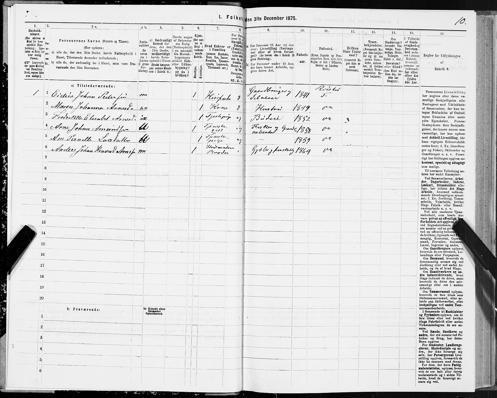 SAT, 1875 census for 1845P Folda, 1875, p. 3010