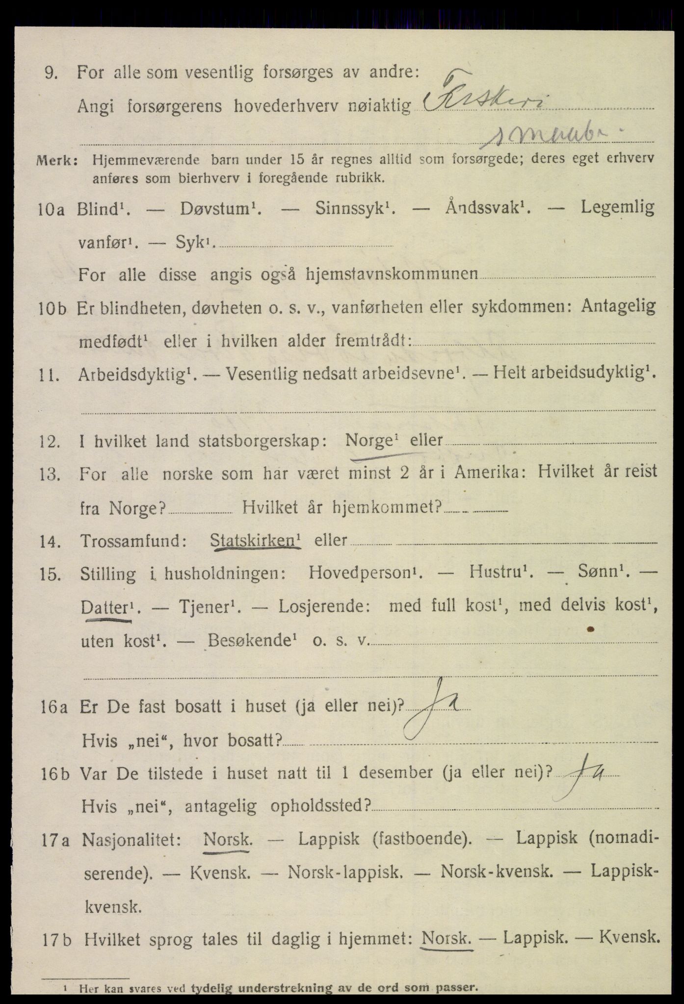 SAT, 1920 census for Meløy, 1920, p. 10276