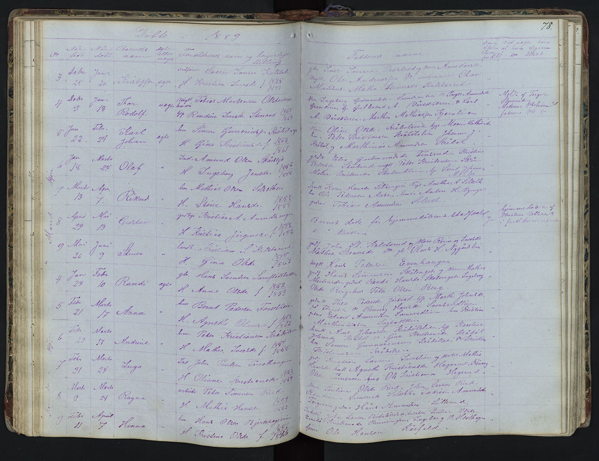 Vestre Gausdal prestekontor, SAH/PREST-094/H/Ha/Hab/L0001: Parish register (copy) no. 1, 1867-1895, p. 78