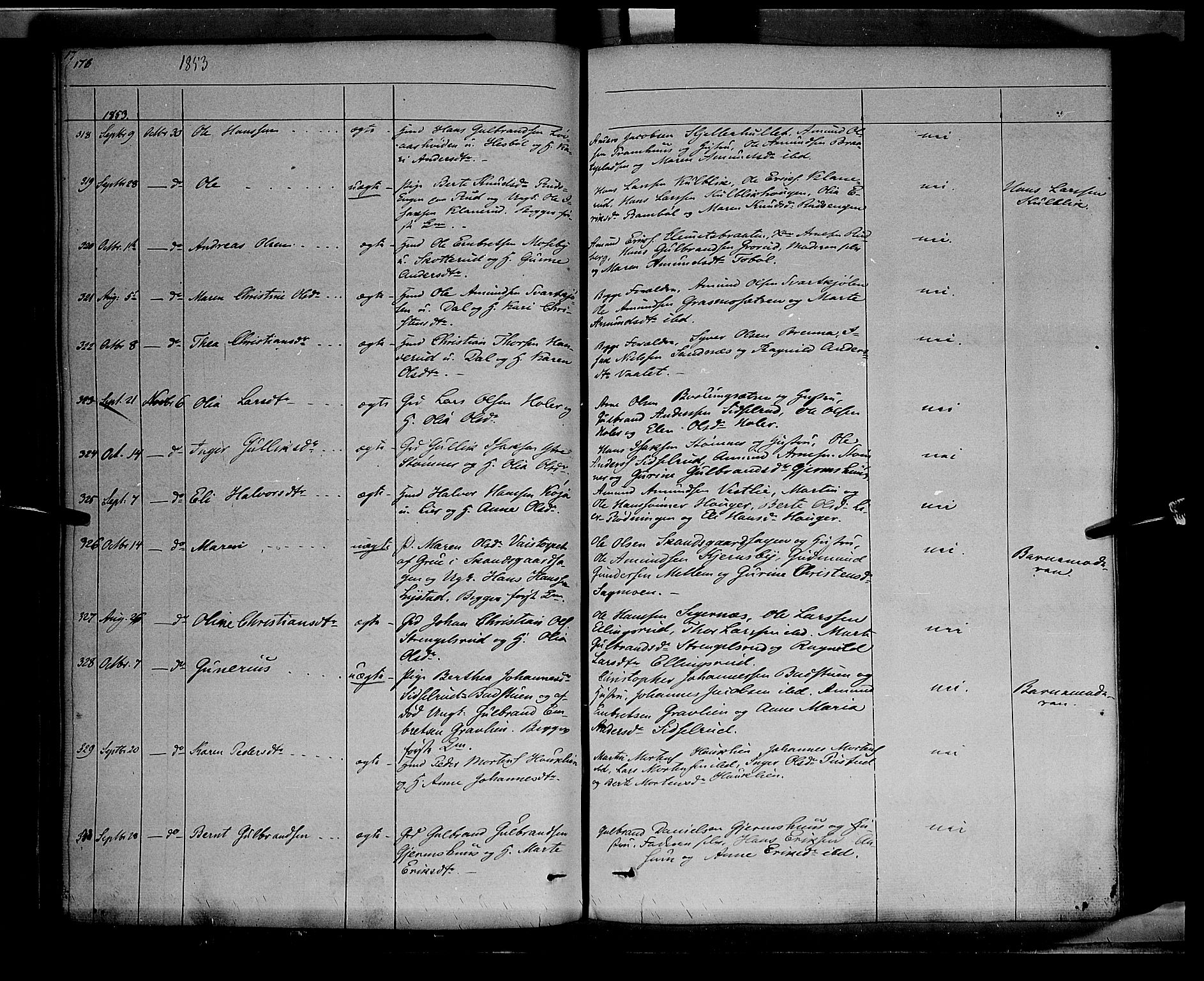 Vinger prestekontor, SAH/PREST-024/H/Ha/Haa/L0009: Parish register (official) no. 9, 1847-1855, p. 178