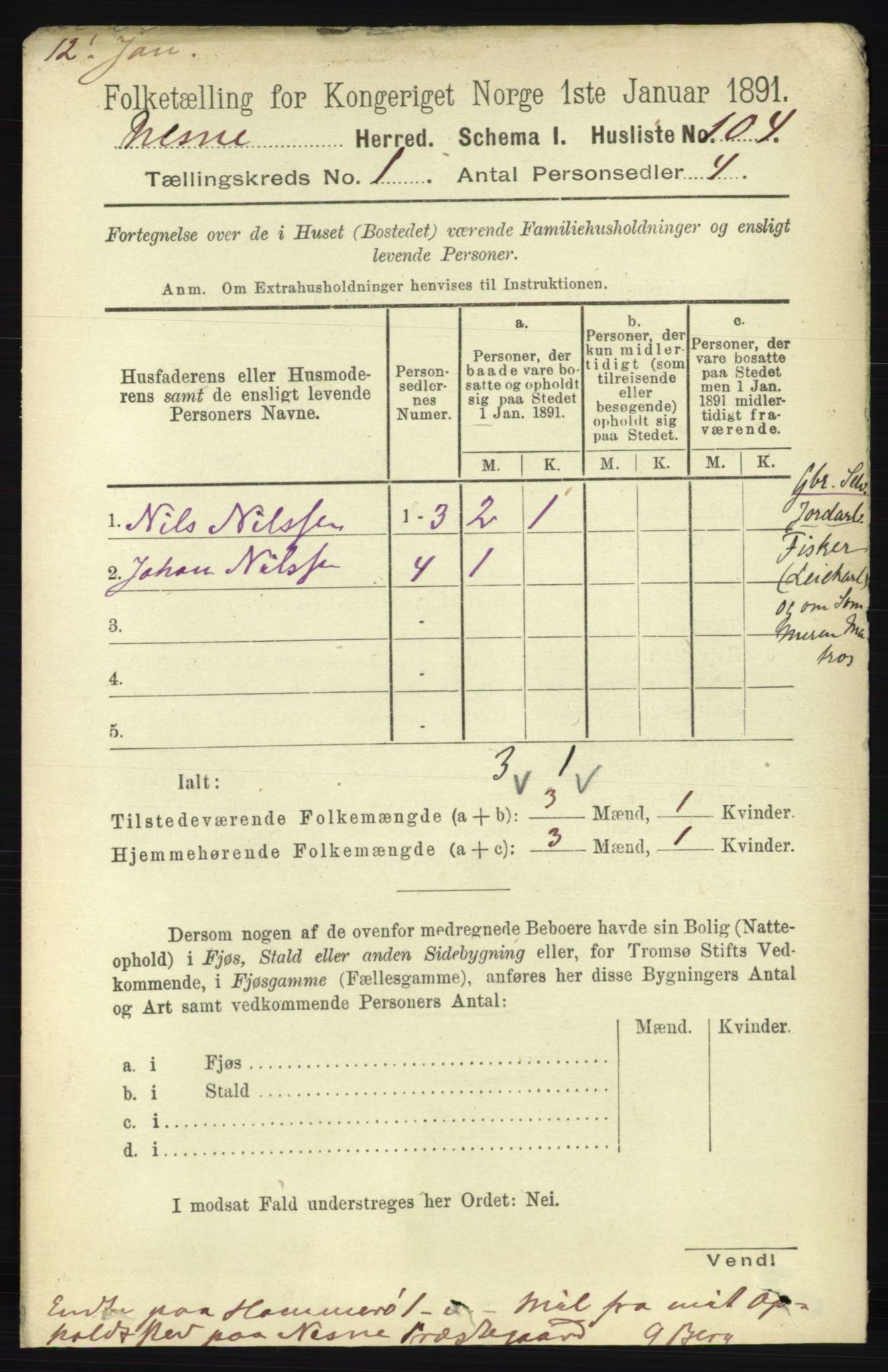 RA, 1891 census for 1828 Nesna, 1891, p. 122