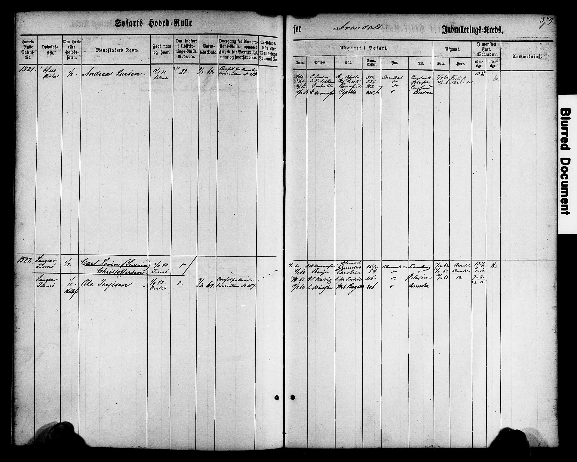 Arendal mønstringskrets, AV/SAK-2031-0012/F/Fb/L0009: Hovedrulle nr 767-1532, S-7, 1857-1864, p. 382