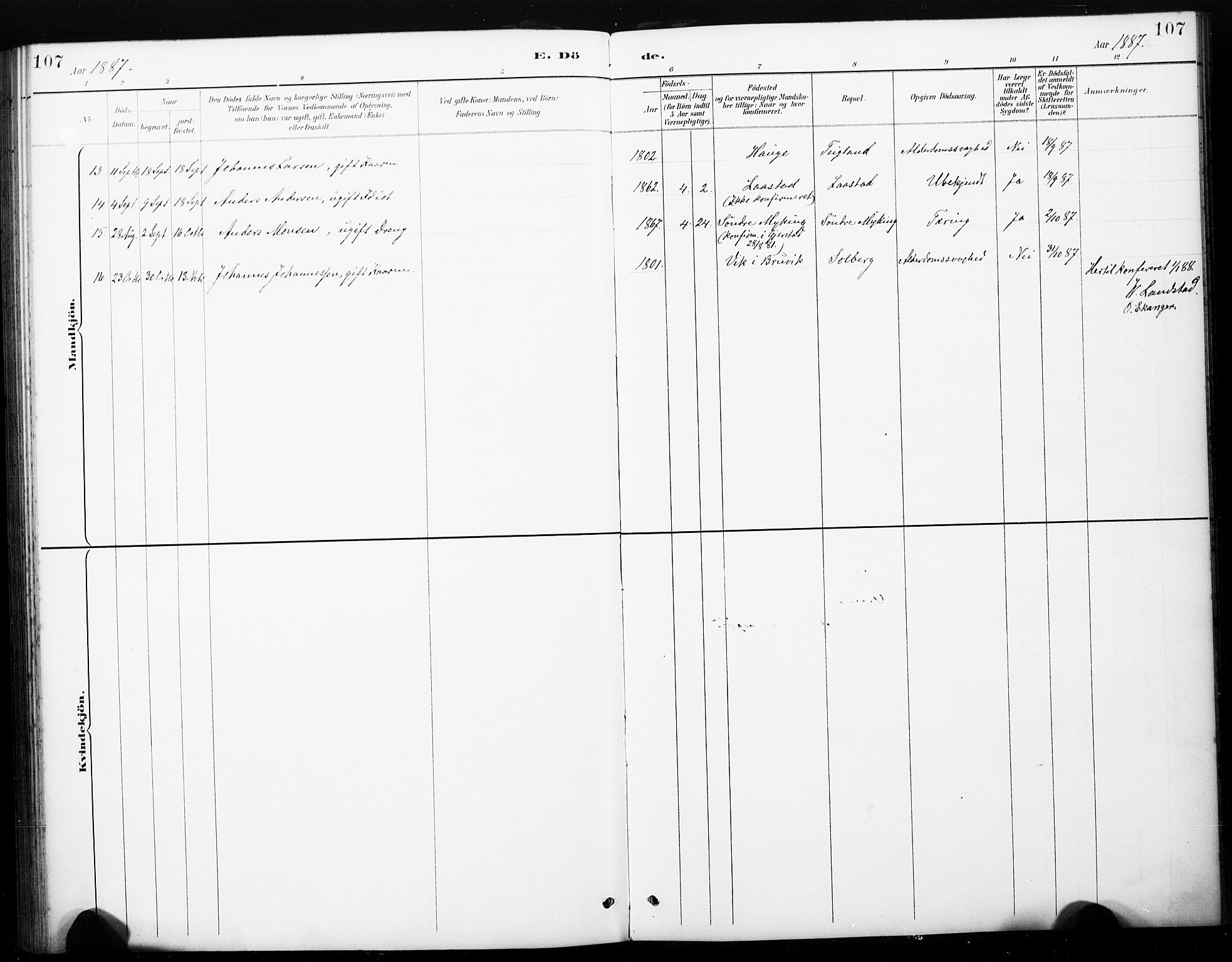 Haus sokneprestembete, AV/SAB-A-75601/H/Haa: Parish register (official) no. C 1, 1887-1899, p. 107