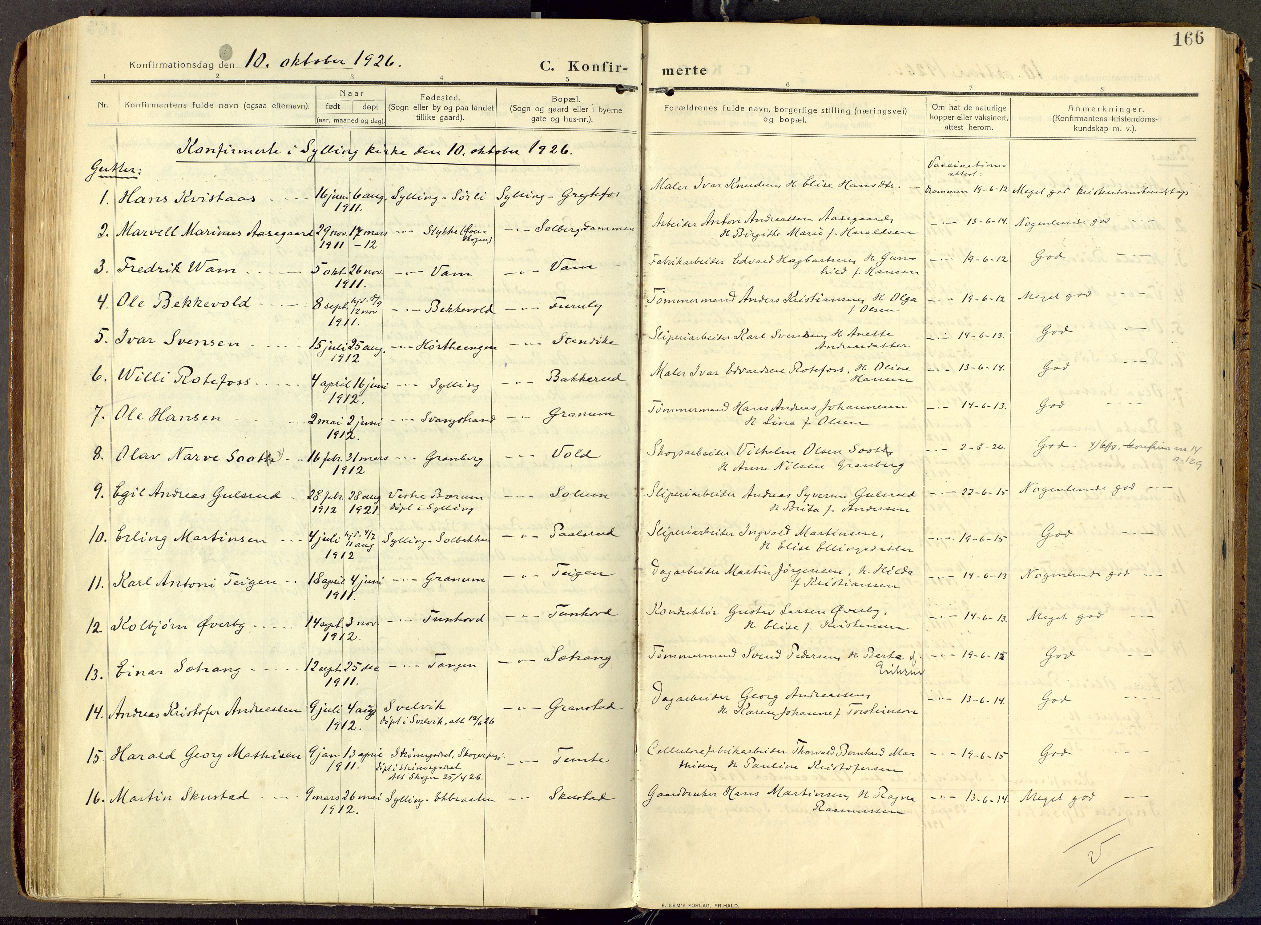Parish register (official) no. III 1, 1910-1936, p. 166