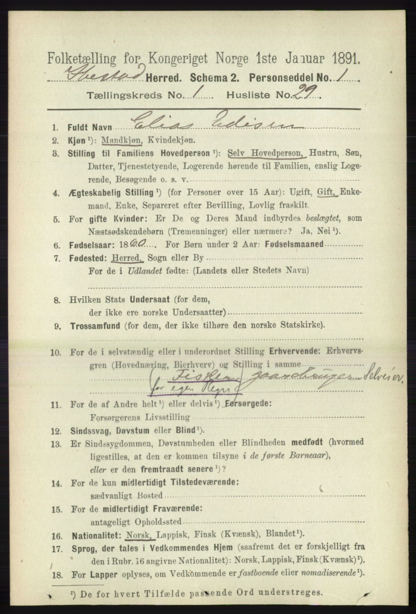 RA, 1891 census for 1917 Ibestad, 1891, p. 337