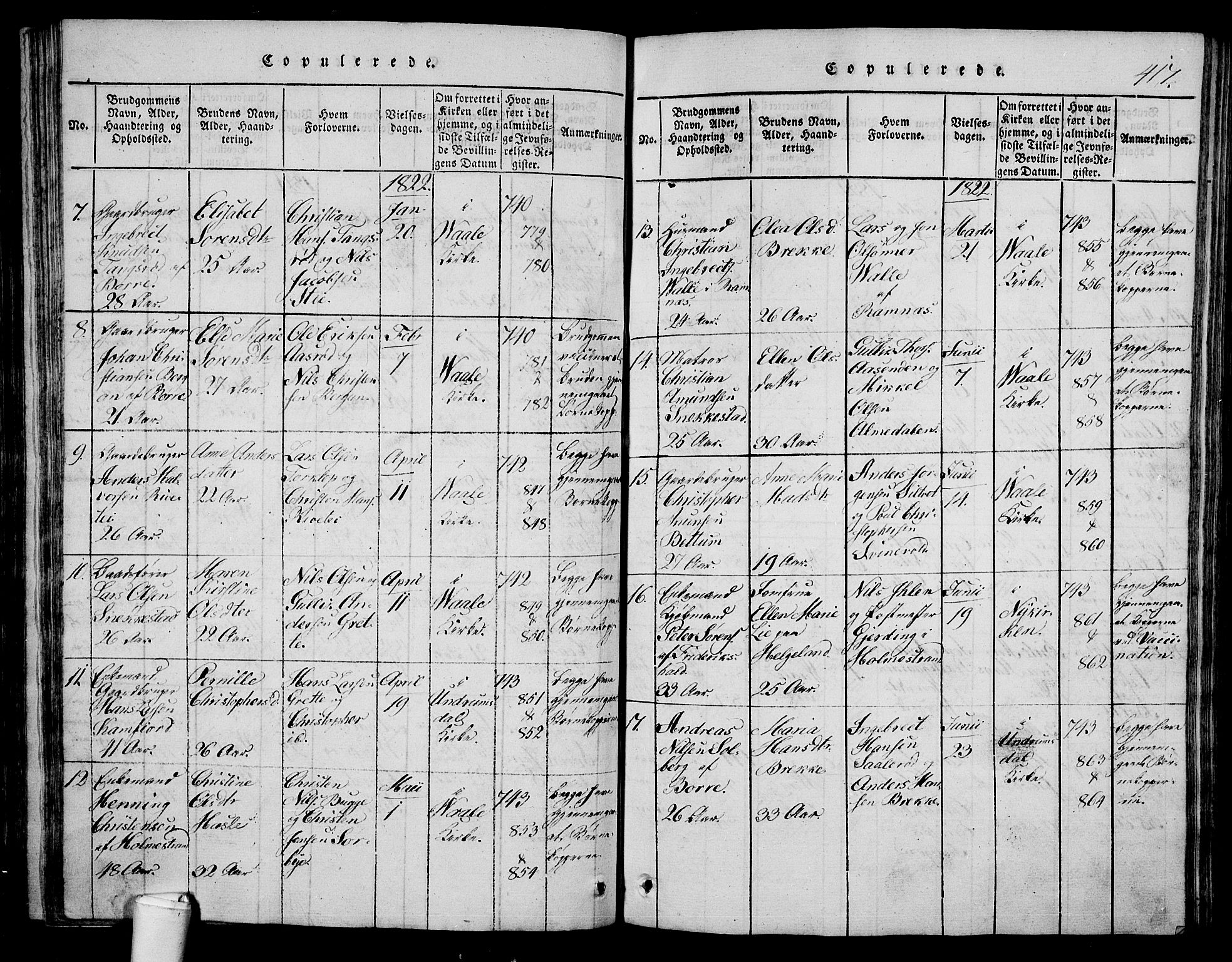 Våle kirkebøker, AV/SAKO-A-334/G/Ga/L0001: Parish register (copy) no. I 1, 1814-1824, p. 416-417