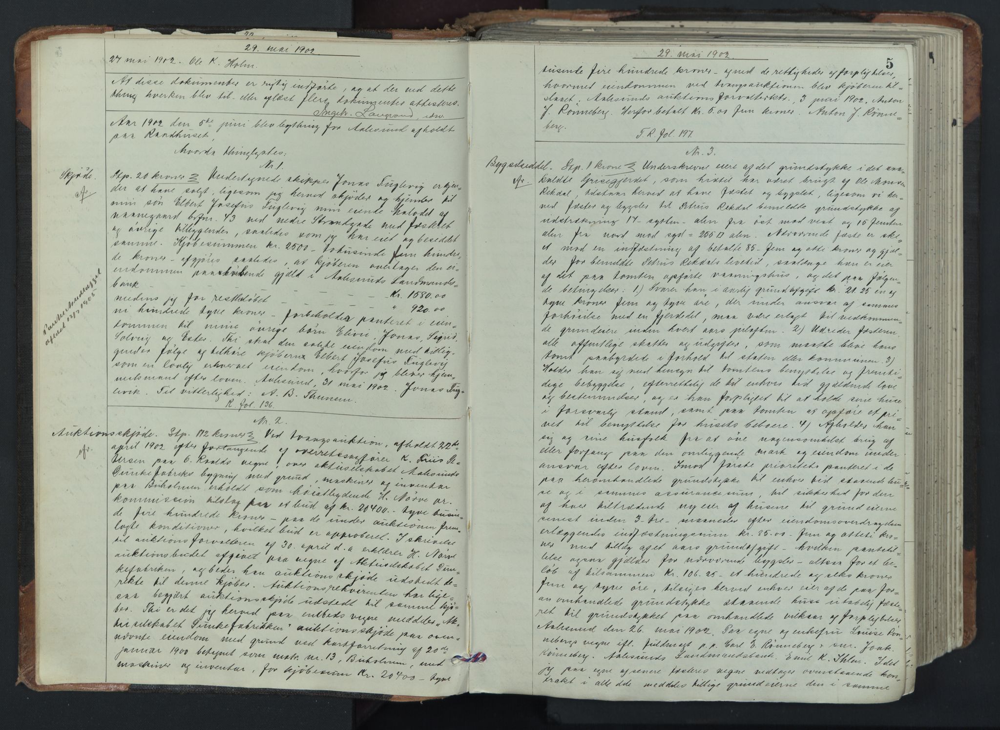 Ålesund byfogd, AV/SAT-A-4384: Mortgage book no. 7, 1902-1905, p. 5