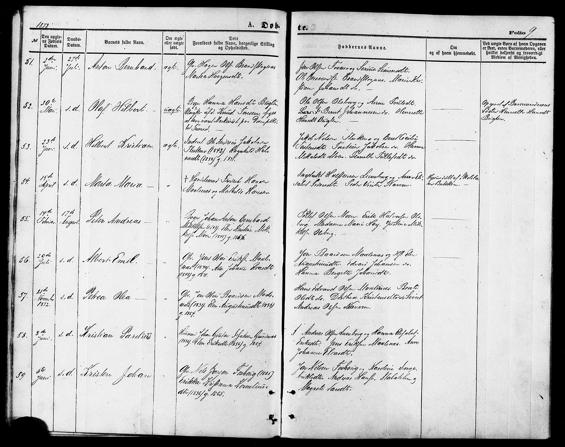 Målselv sokneprestembete, SATØ/S-1311/G/Ga/Gaa/L0005kirke: Parish register (official) no. 5, 1872-1884, p. 9