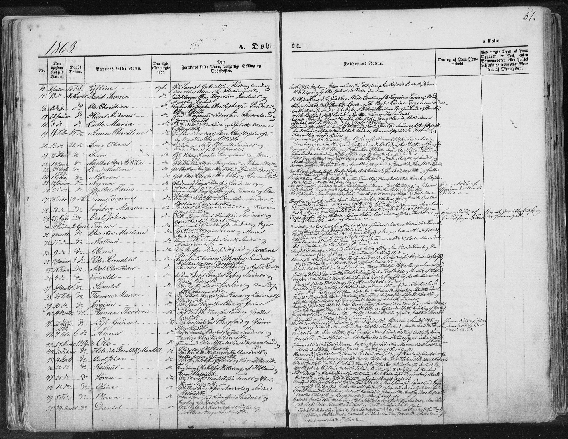 Høyland sokneprestkontor, AV/SAST-A-101799/001/30BA/L0010: Parish register (official) no. A 9.1, 1857-1877, p. 51