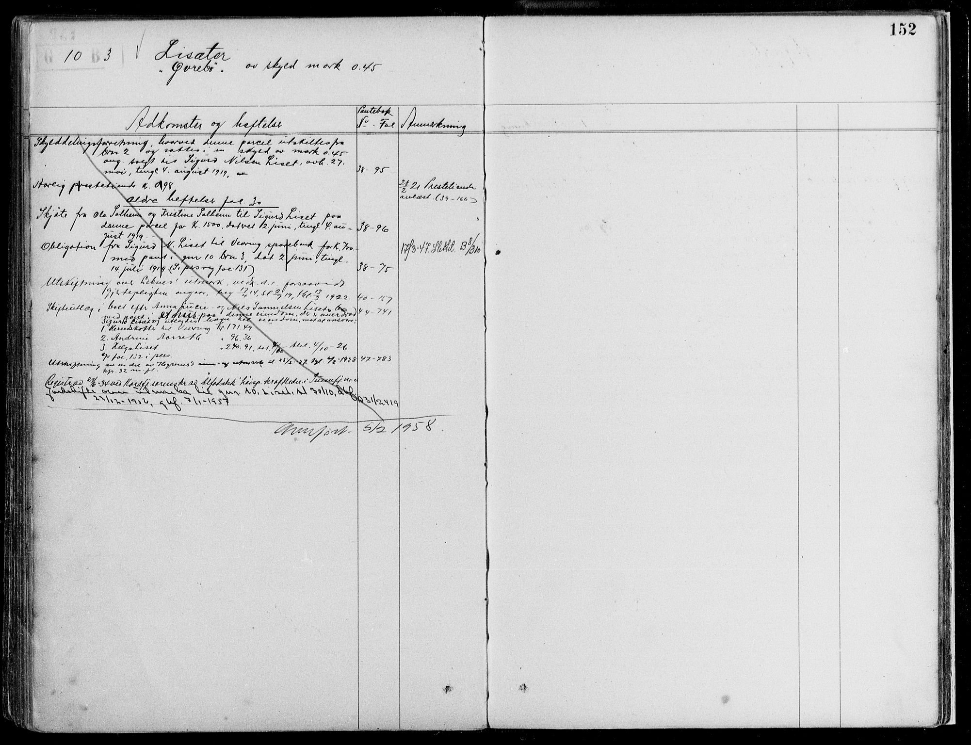 Sunnfjord tingrett, AV/SAB-A-3201/1/G/Ga/Gaf/L0001: Mortgage register no. II.A.f.1, 1884-1958, p. 152