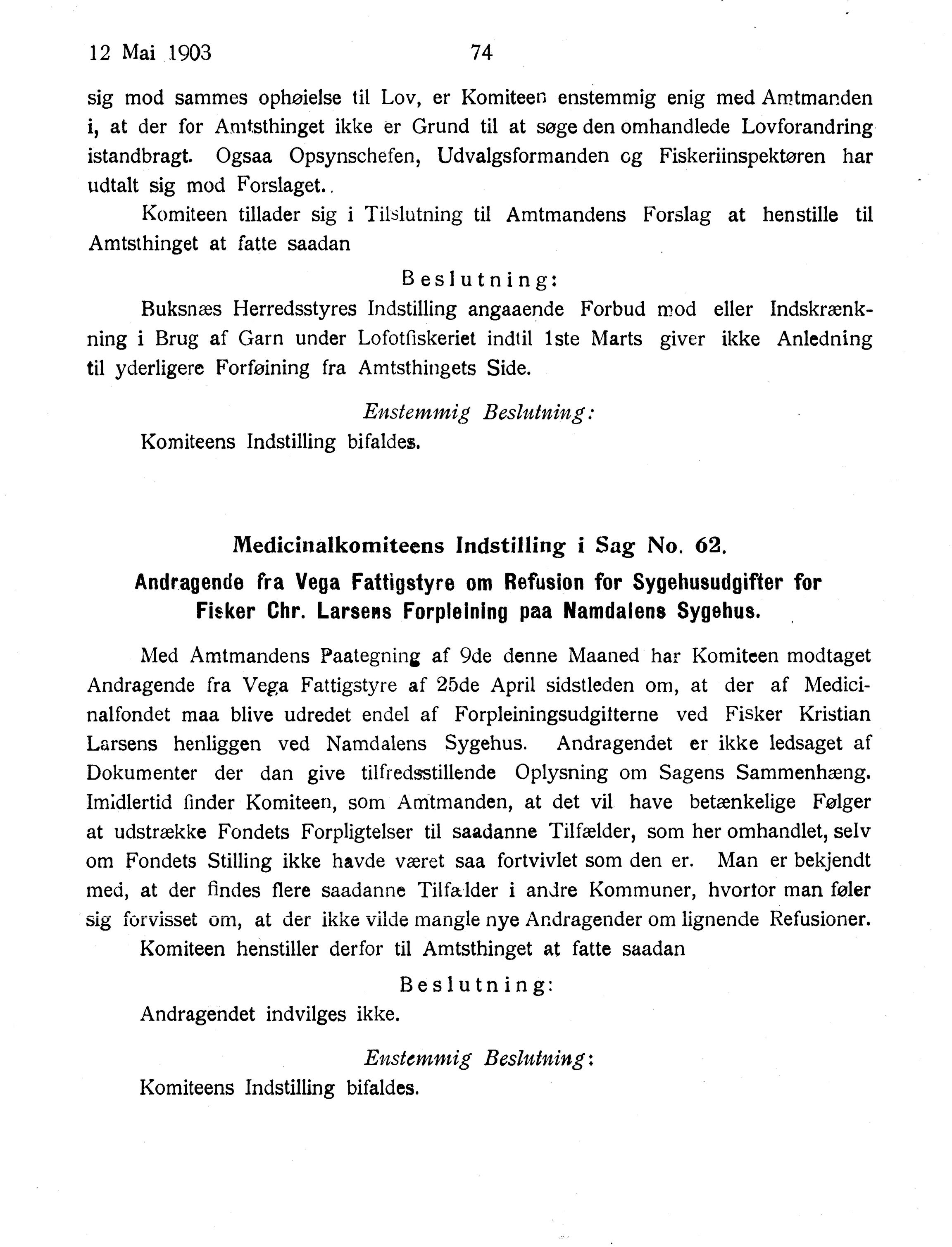 Nordland Fylkeskommune. Fylkestinget, AIN/NFK-17/176/A/Ac/L0026: Fylkestingsforhandlinger 1903, 1903