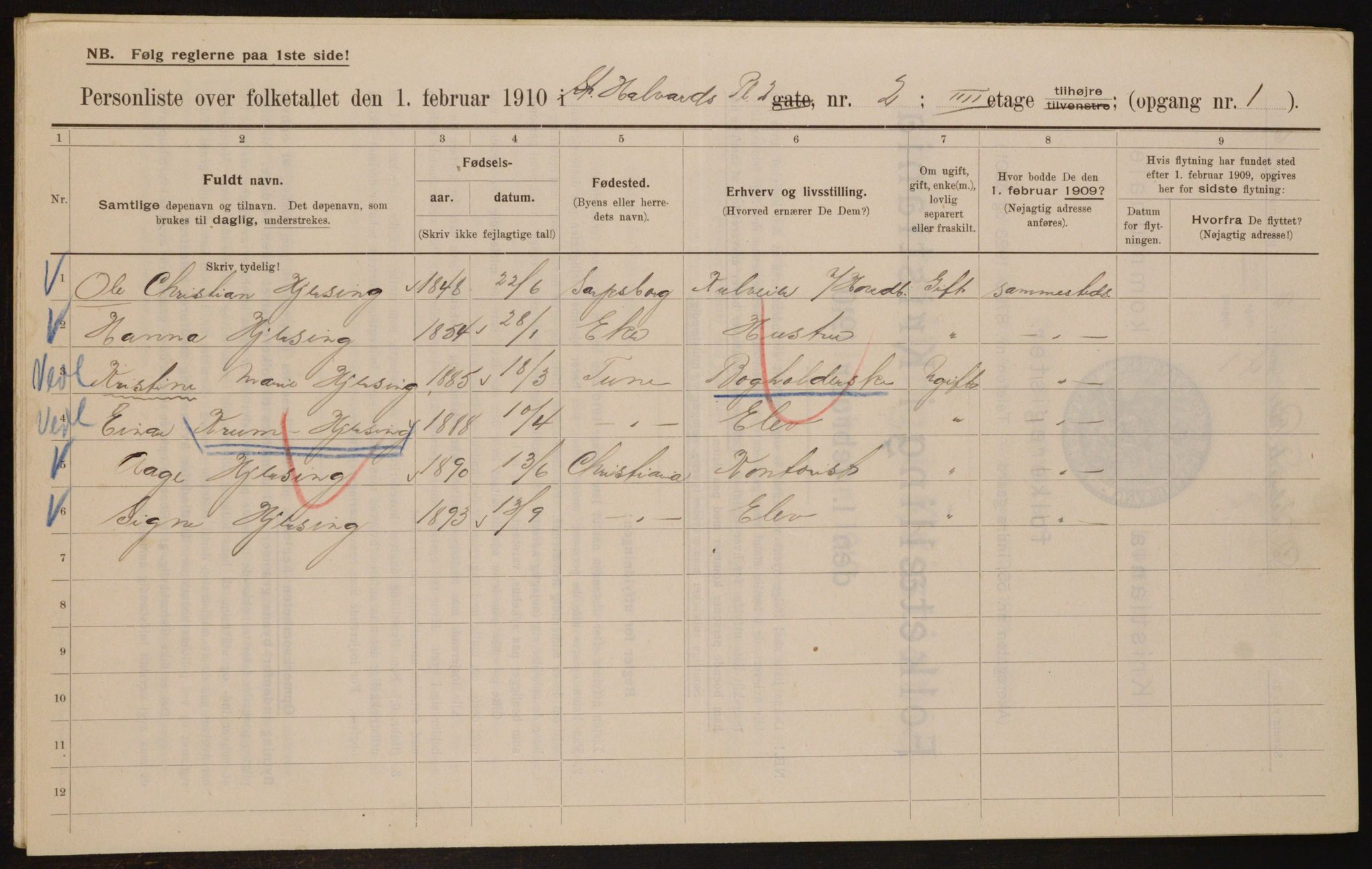 OBA, Municipal Census 1910 for Kristiania, 1910, p. 84044