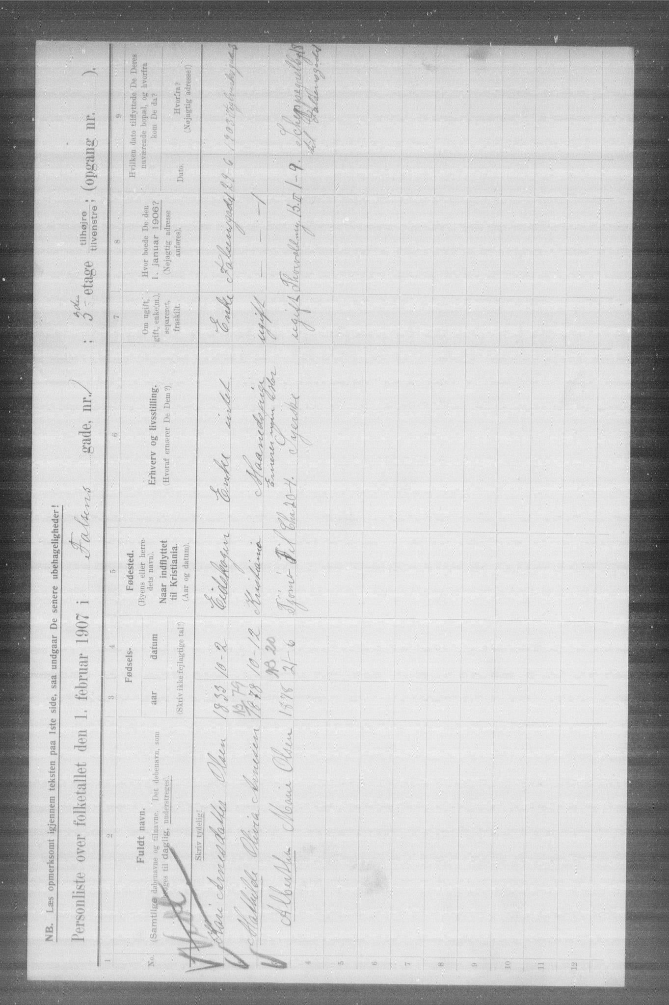 OBA, Municipal Census 1907 for Kristiania, 1907, p. 11767