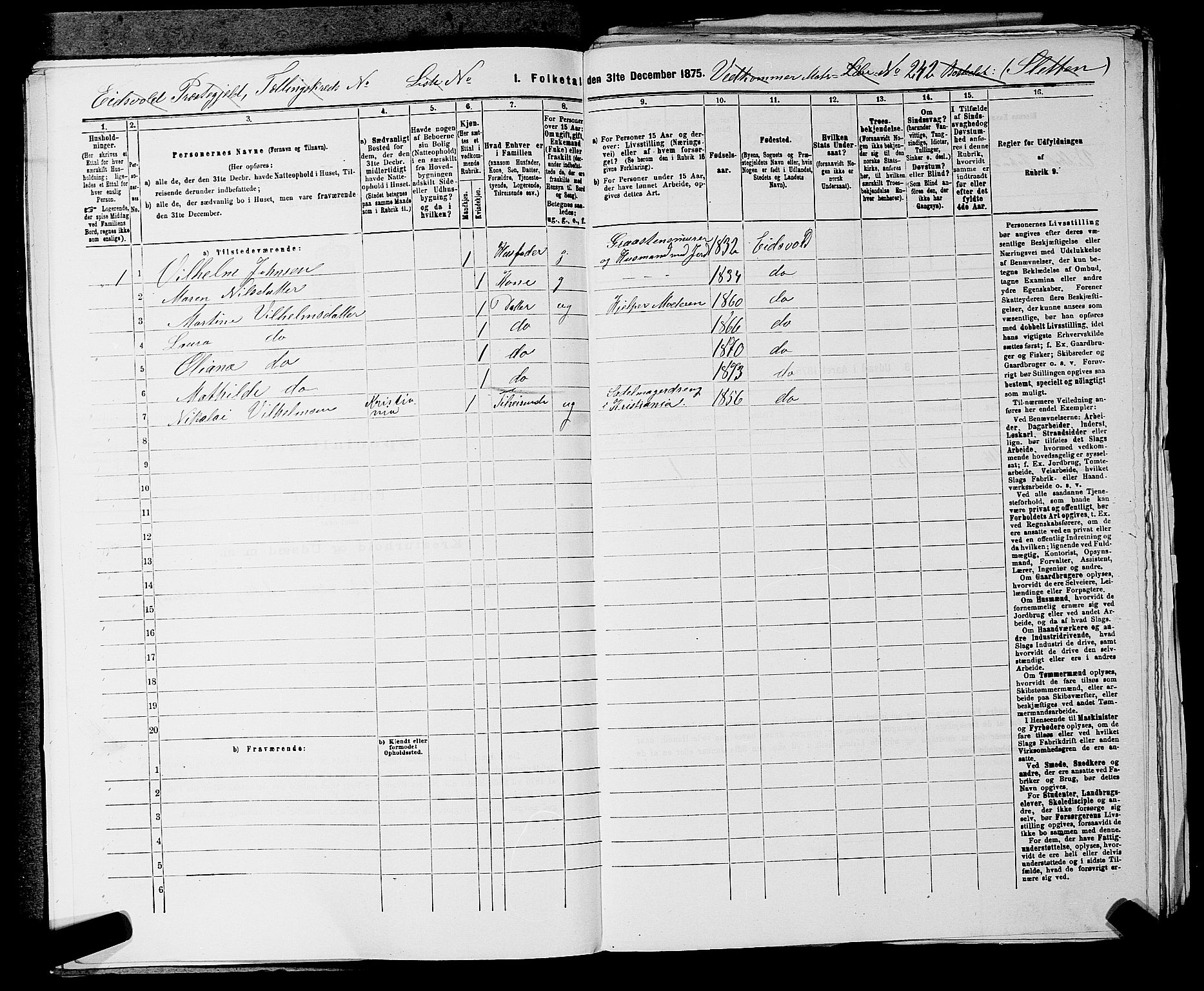 RA, 1875 census for 0237P Eidsvoll, 1875, p. 1522