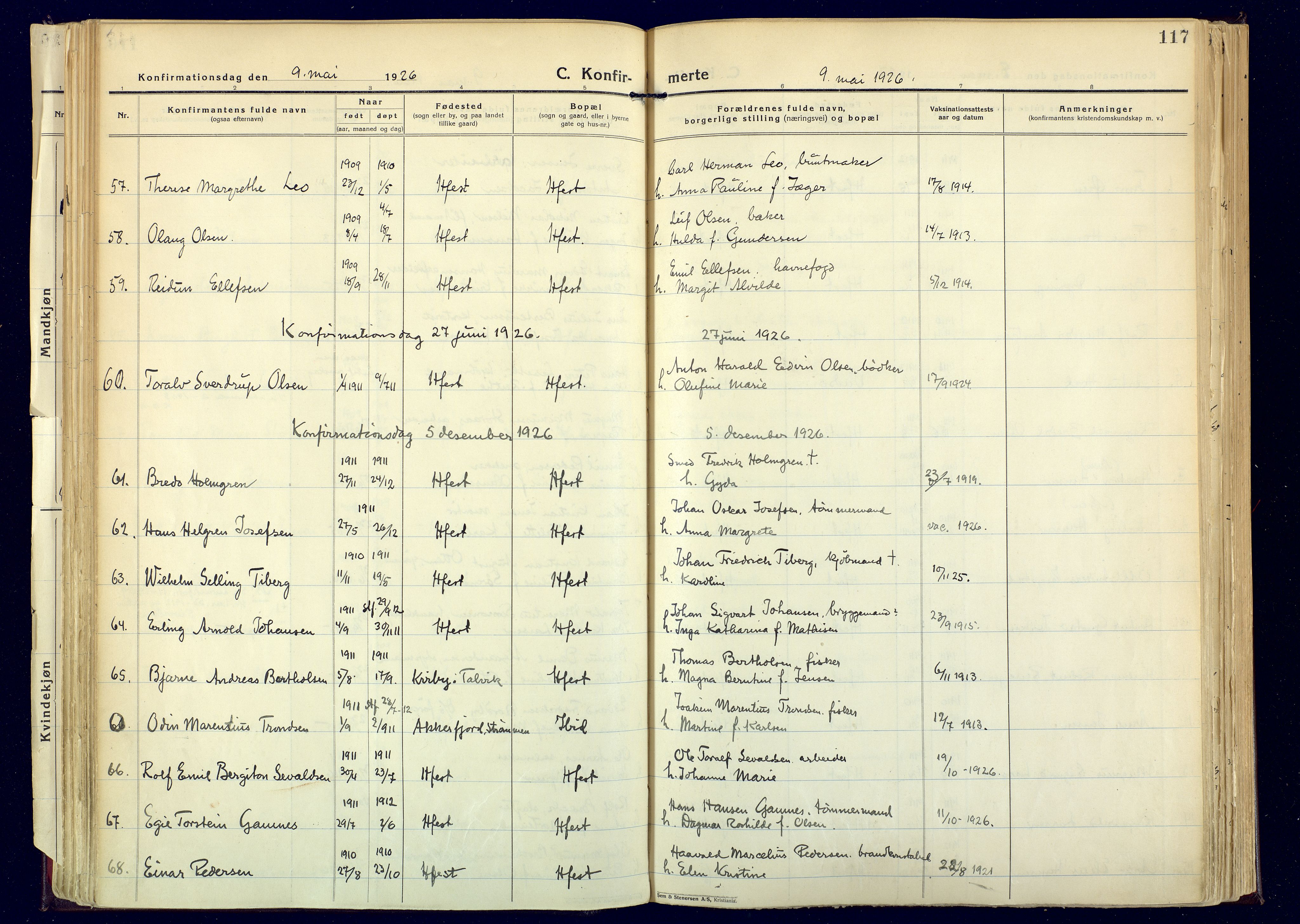 Hammerfest sokneprestkontor, SATØ/S-1347: Parish register (official) no. 17, 1923-1933, p. 117