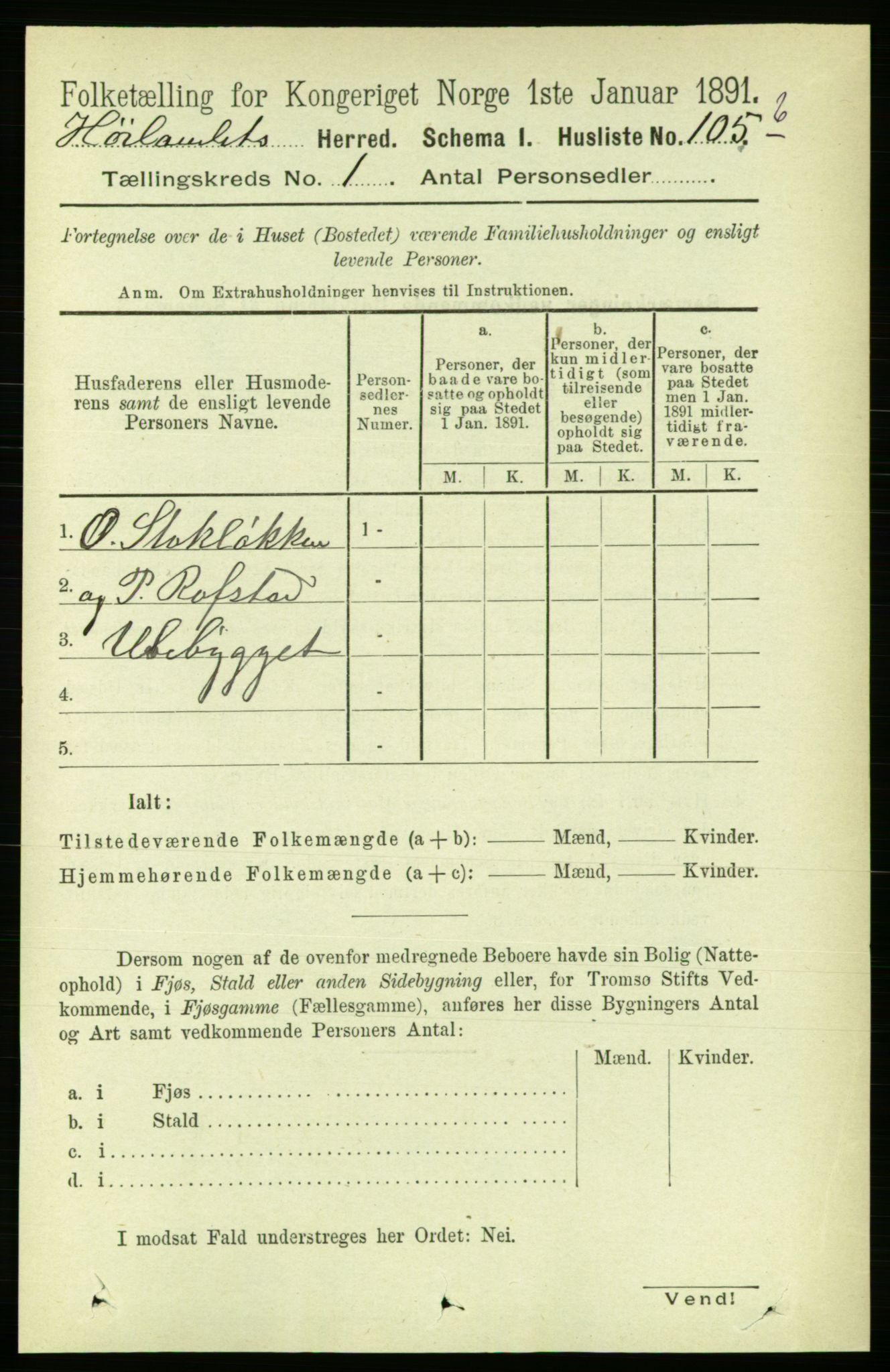 RA, 1891 census for 1651 Hølonda, 1891, p. 121