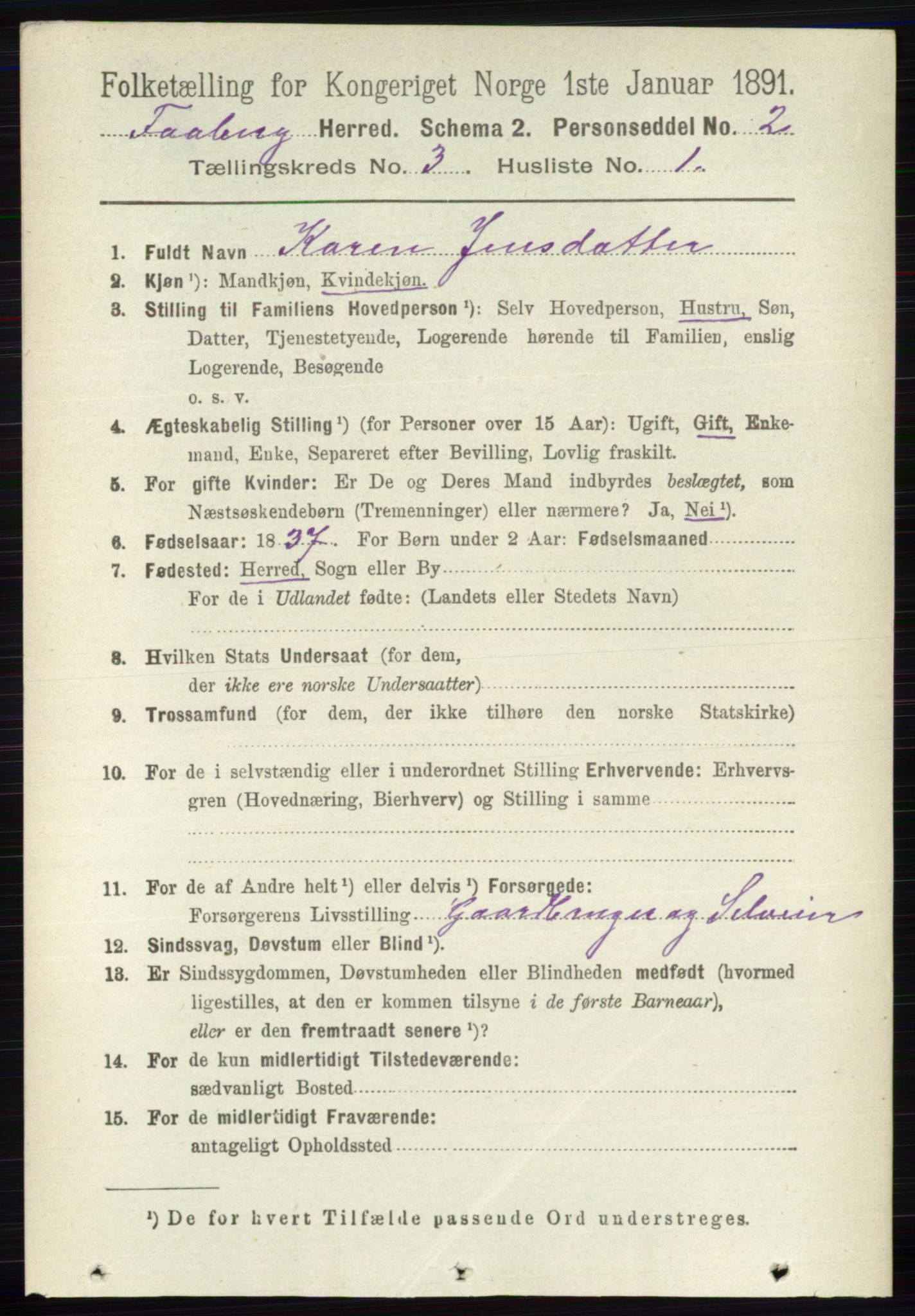 RA, 1891 census for 0524 Fåberg, 1891, p. 862