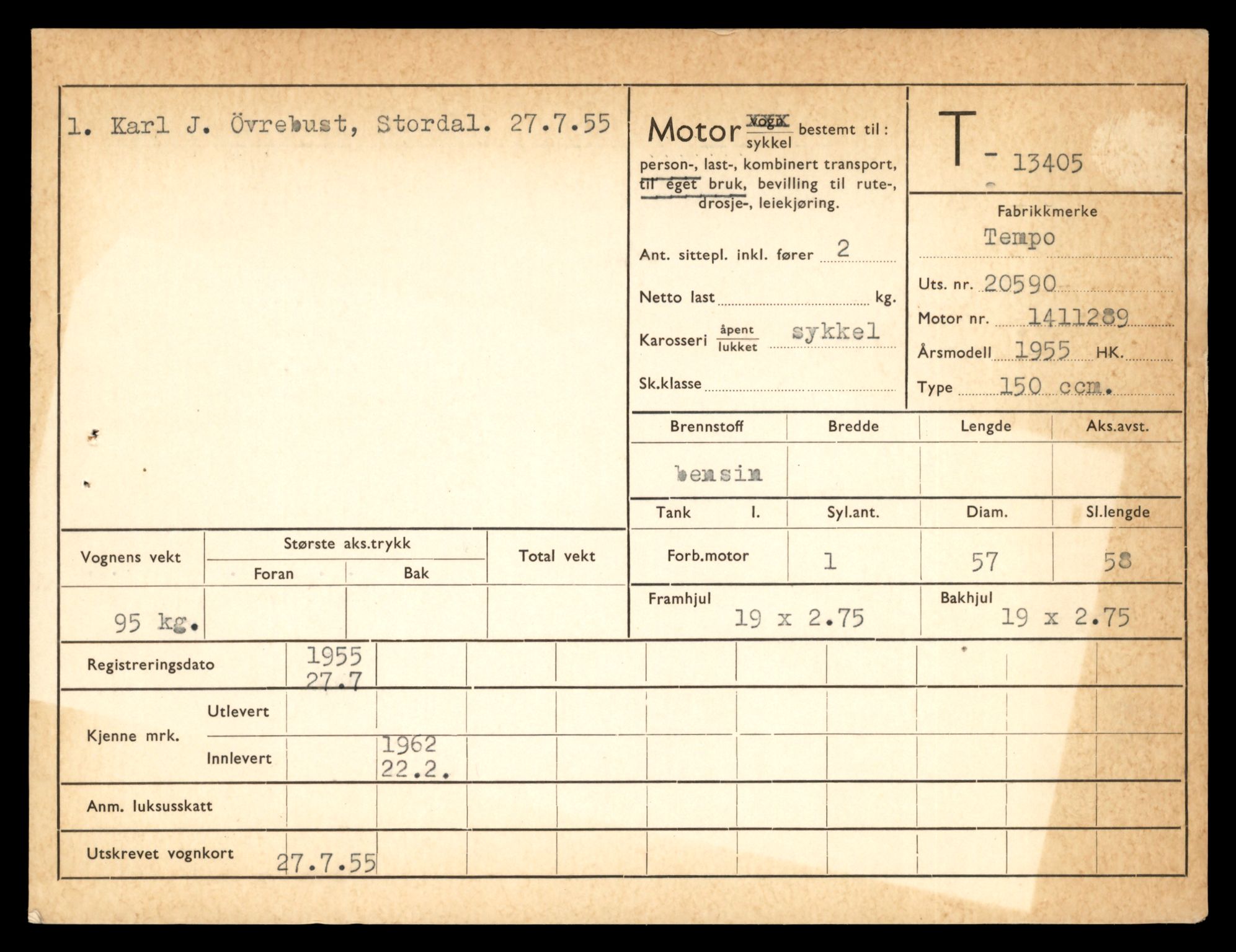 Møre og Romsdal vegkontor - Ålesund trafikkstasjon, AV/SAT-A-4099/F/Fe/L0039: Registreringskort for kjøretøy T 13361 - T 13530, 1927-1998, p. 777