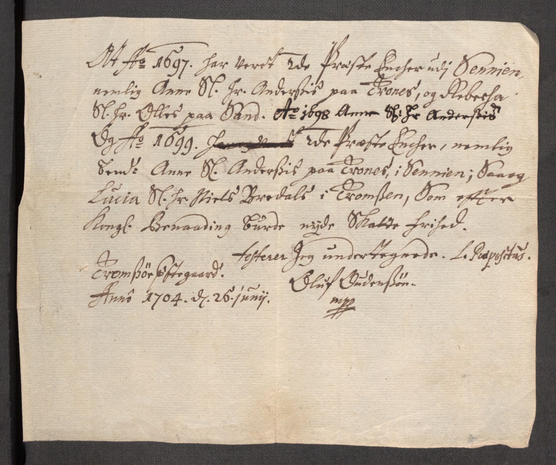 Rentekammeret inntil 1814, Reviderte regnskaper, Fogderegnskap, AV/RA-EA-4092/R68/L4754: Fogderegnskap Senja og Troms, 1697-1699, p. 397