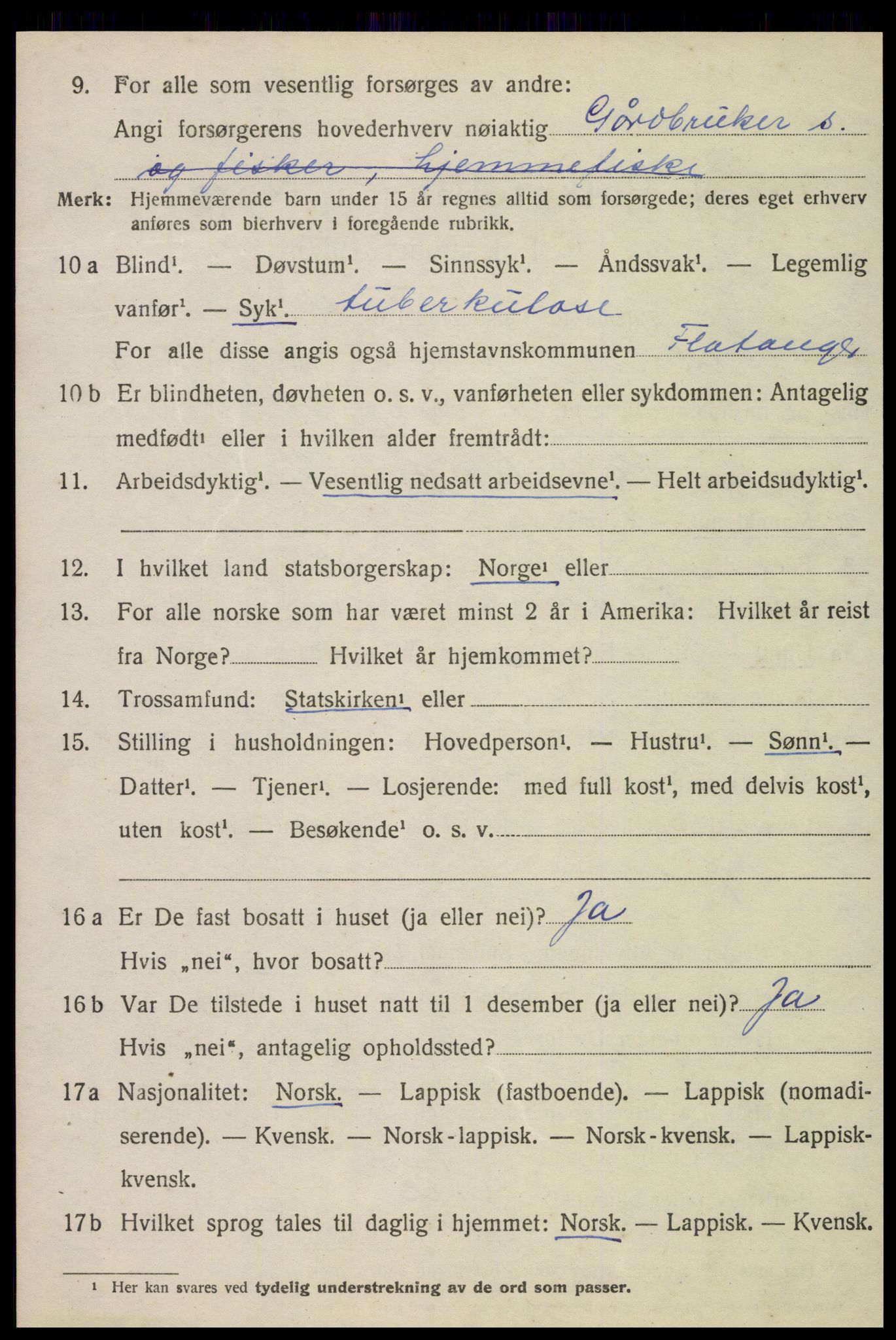 SAT, 1920 census for Flatanger, 1920, p. 2799