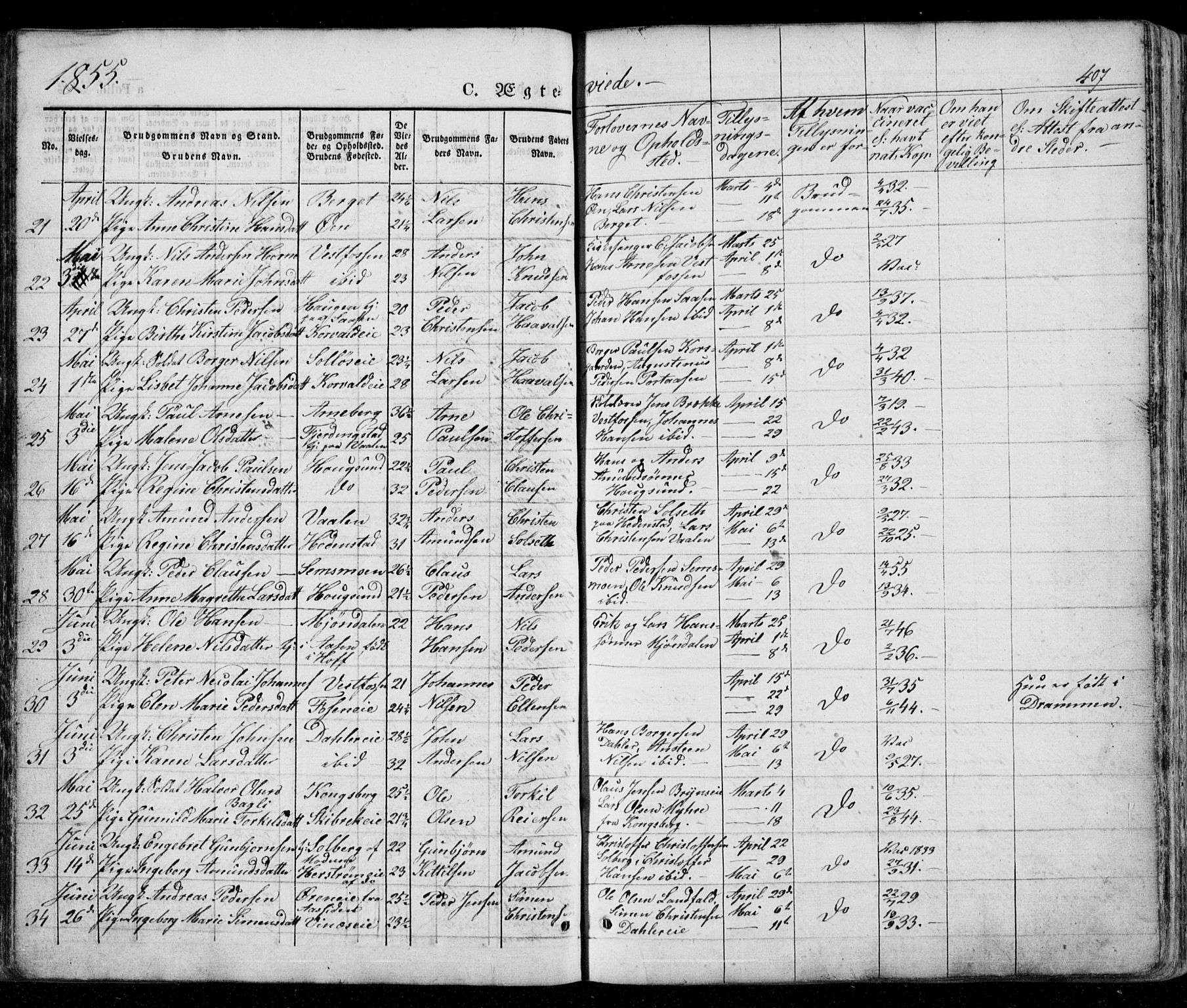 Eiker kirkebøker, SAKO/A-4/G/Ga/L0002: Parish register (copy) no. I 2, 1832-1856, p. 407