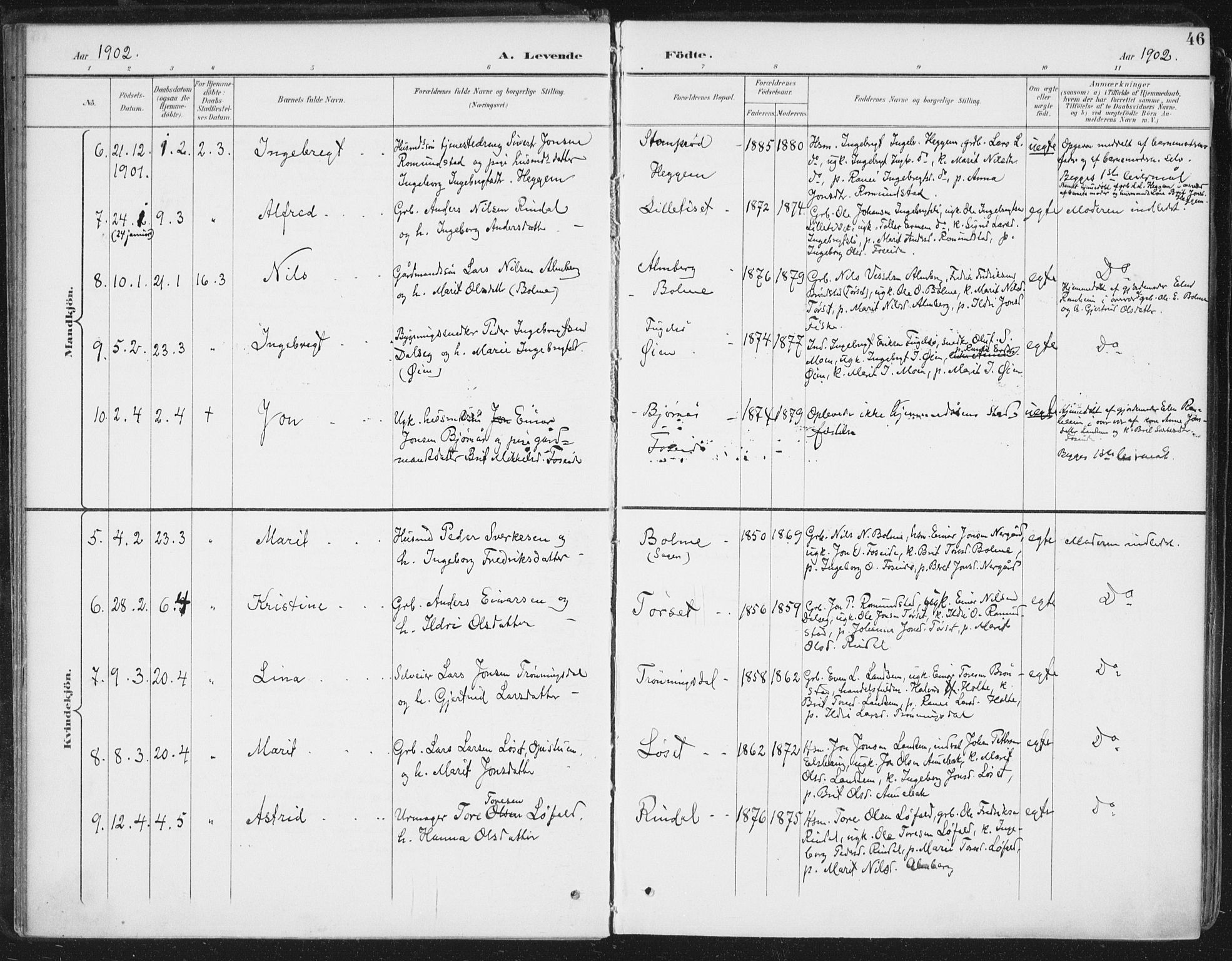 Ministerialprotokoller, klokkerbøker og fødselsregistre - Møre og Romsdal, AV/SAT-A-1454/598/L1072: Parish register (official) no. 598A06, 1896-1910, p. 46