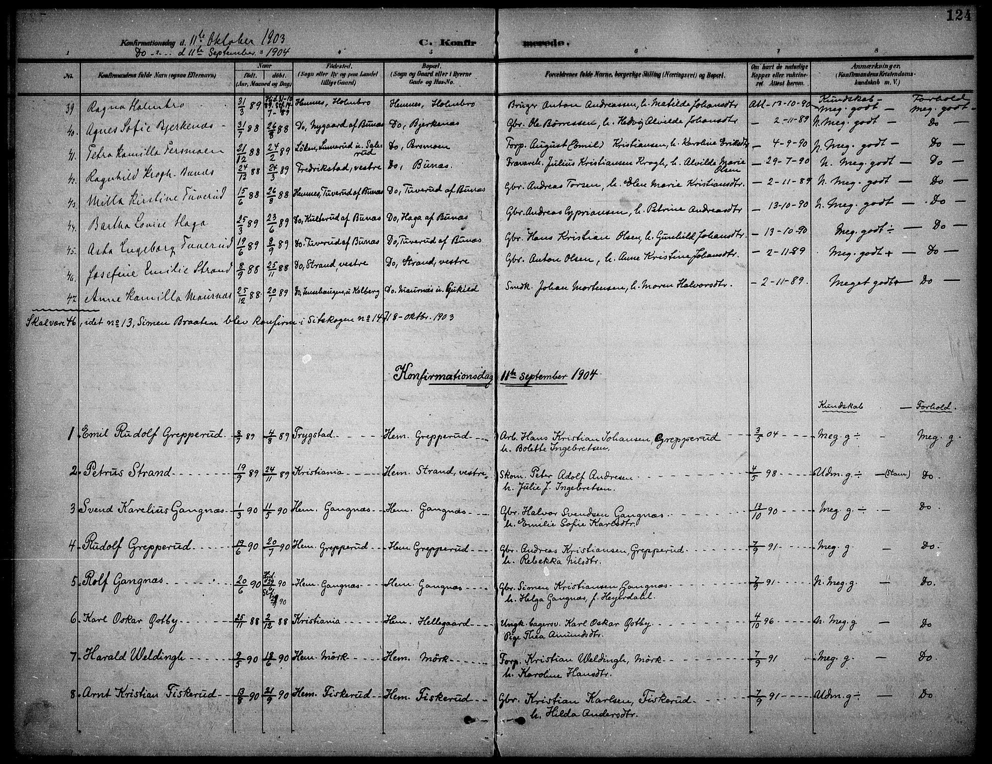 Høland prestekontor Kirkebøker, AV/SAO-A-10346a/F/Fb/L0003: Parish register (official) no. II 3, 1897-1912, p. 124