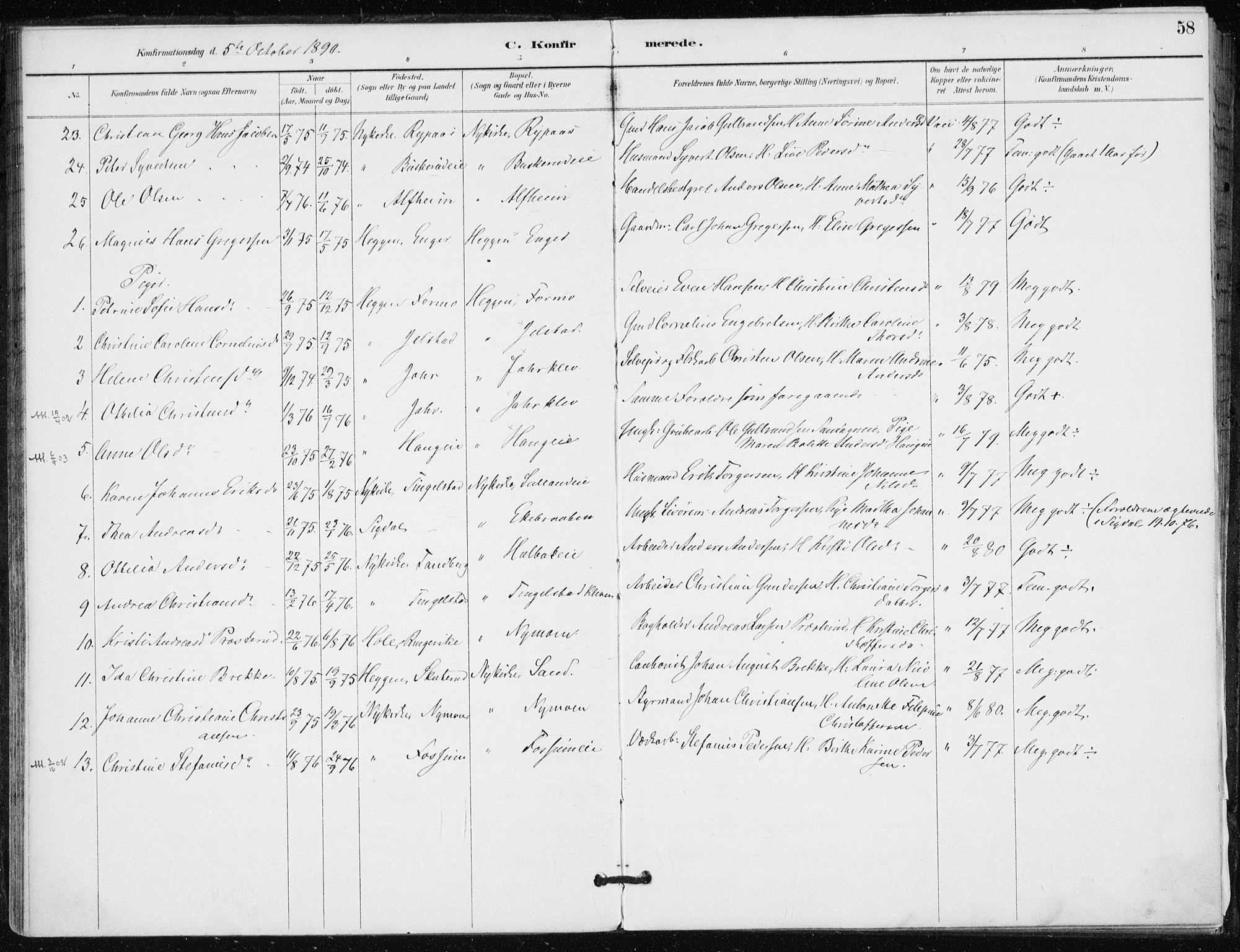 Modum kirkebøker, AV/SAKO-A-234/F/Fa/L0016: Parish register (official) no. 16, 1890-1899, p. 58