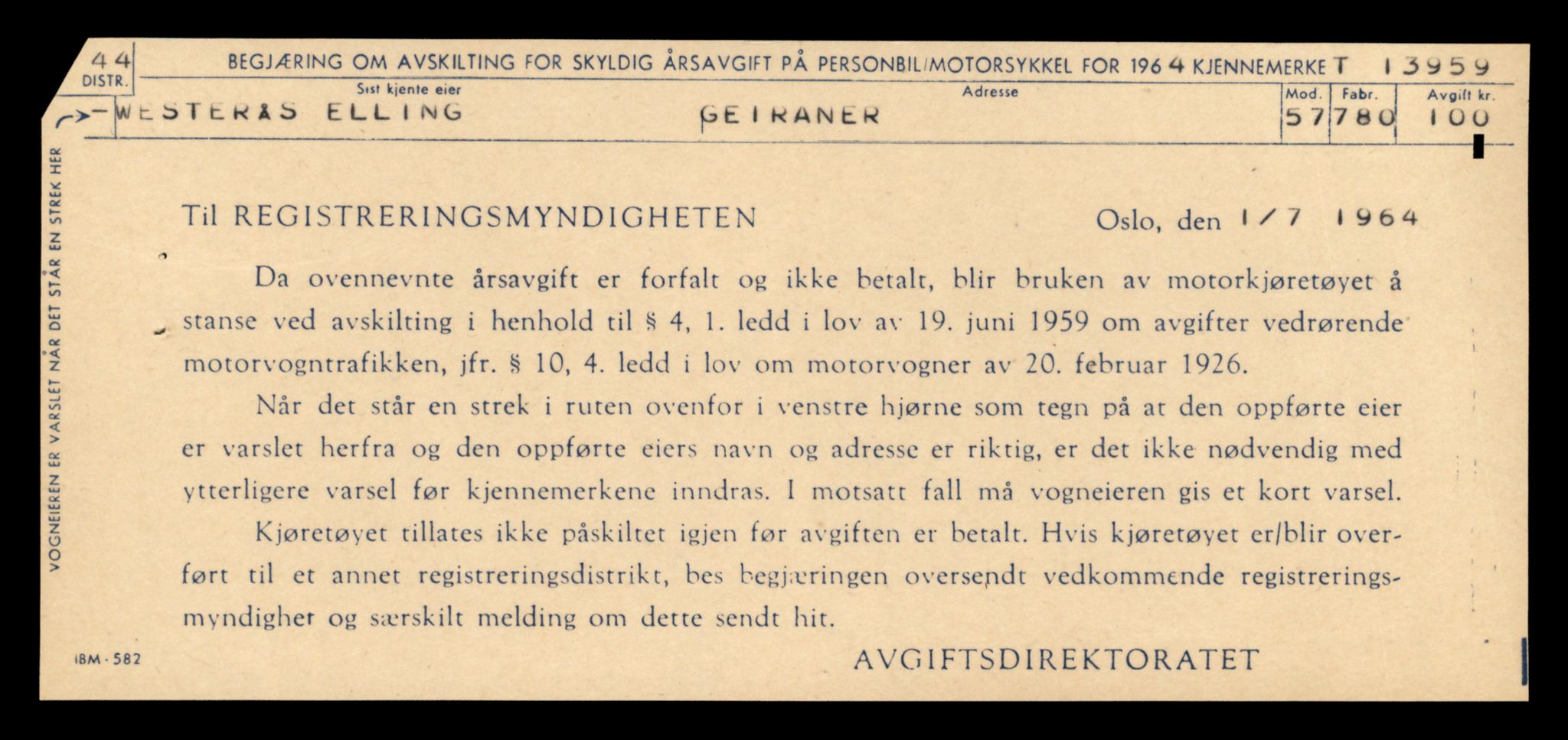 Møre og Romsdal vegkontor - Ålesund trafikkstasjon, AV/SAT-A-4099/F/Fe/L0042: Registreringskort for kjøretøy T 13906 - T 14079, 1927-1998, p. 869