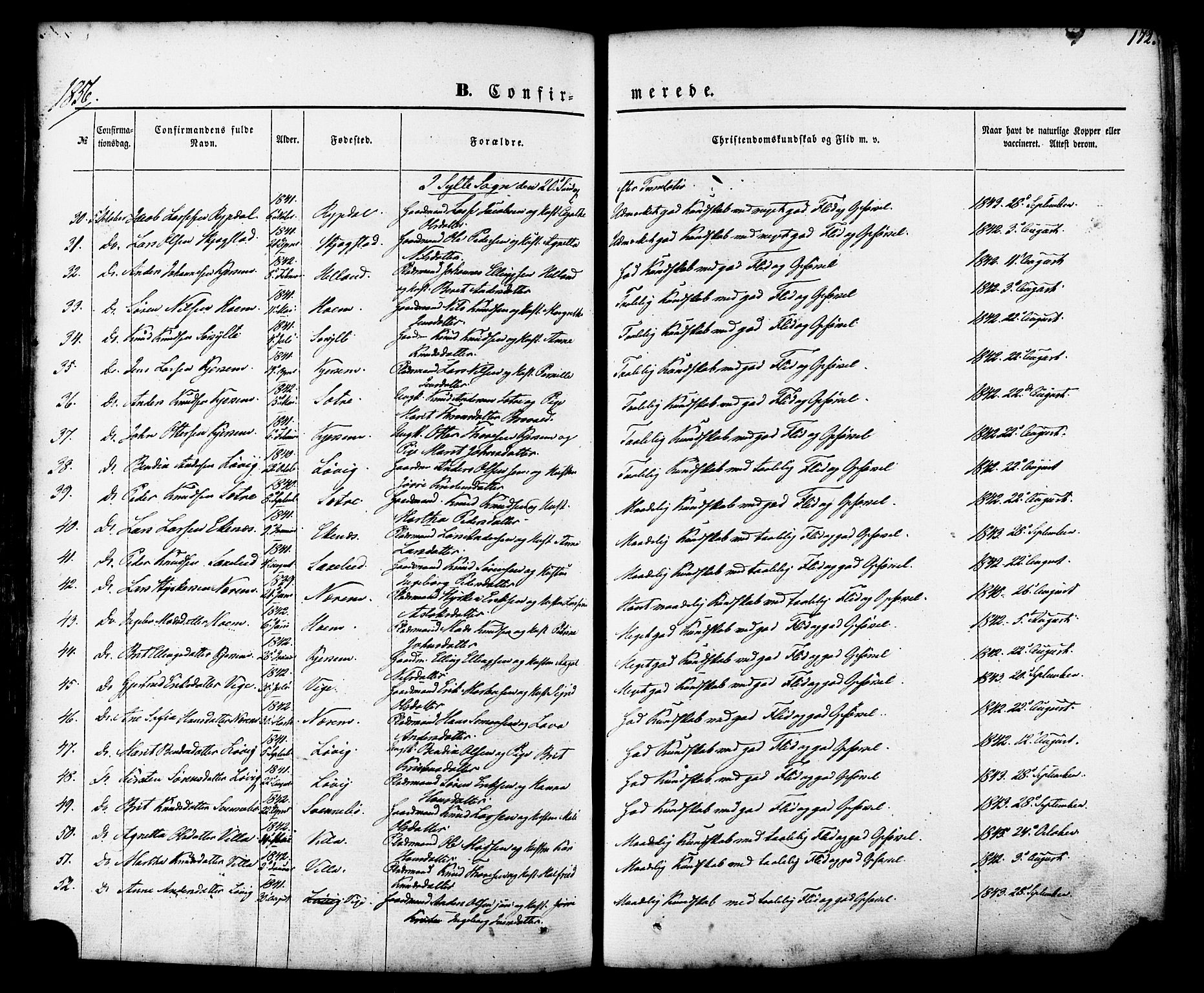 Ministerialprotokoller, klokkerbøker og fødselsregistre - Møre og Romsdal, SAT/A-1454/539/L0529: Parish register (official) no. 539A02, 1848-1872, p. 172