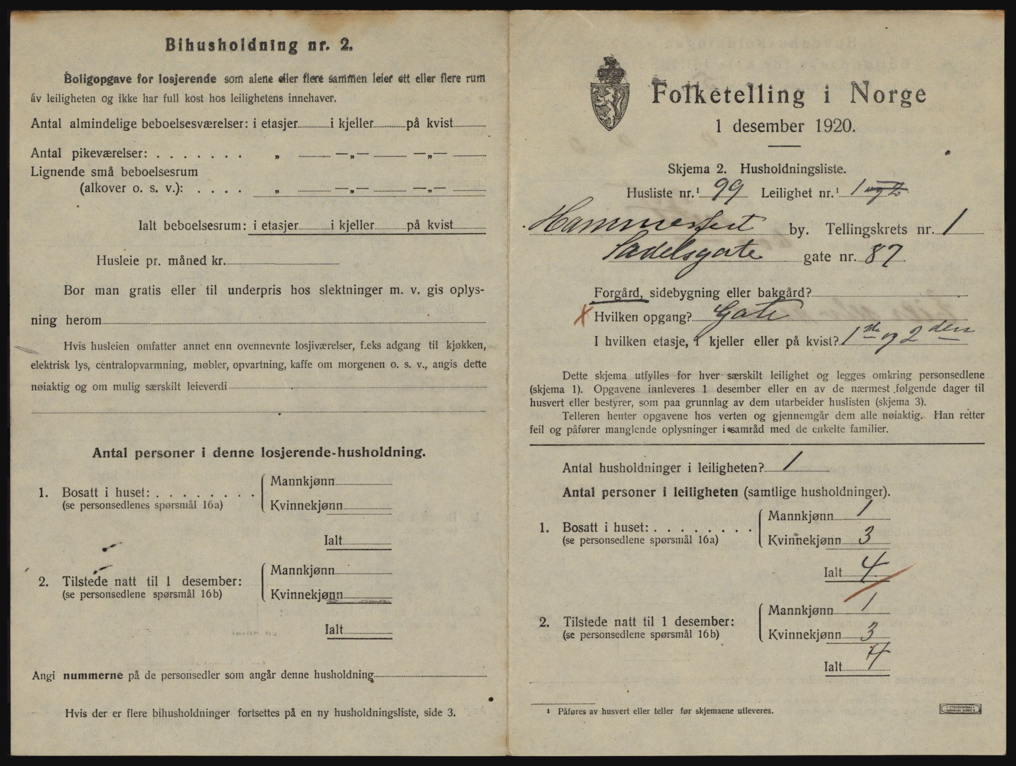 SATØ, 1920 census for Hammerfest, 1920, p. 1318