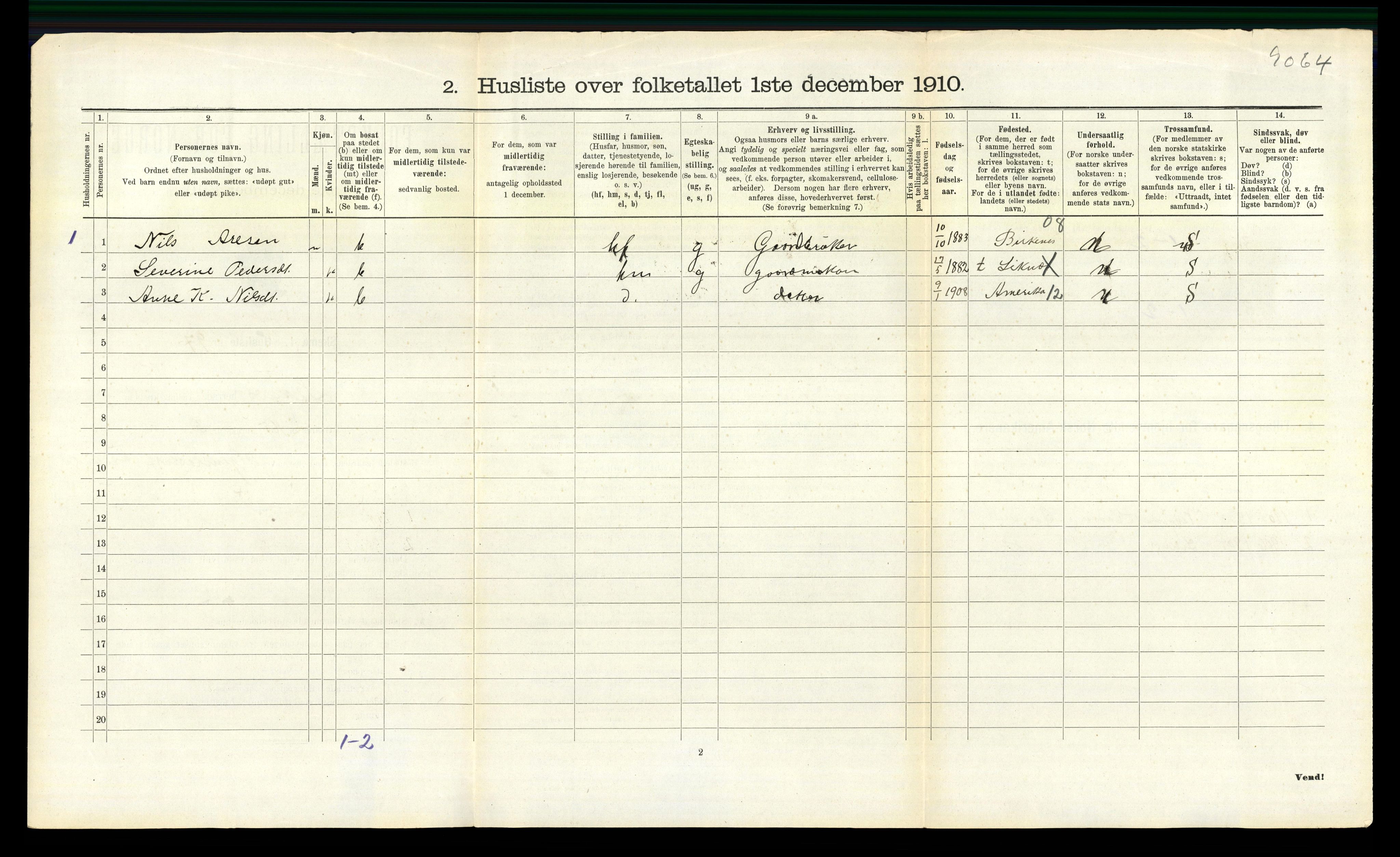 RA, 1910 census for Liknes, 1910, p. 351