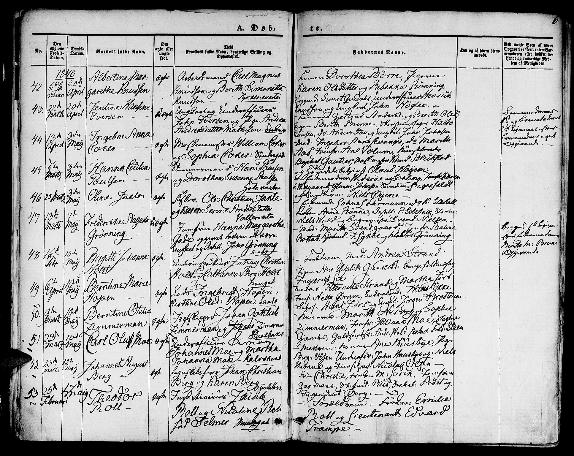 Ministerialprotokoller, klokkerbøker og fødselsregistre - Sør-Trøndelag, AV/SAT-A-1456/601/L0048: Parish register (official) no. 601A16, 1840-1847, p. 6