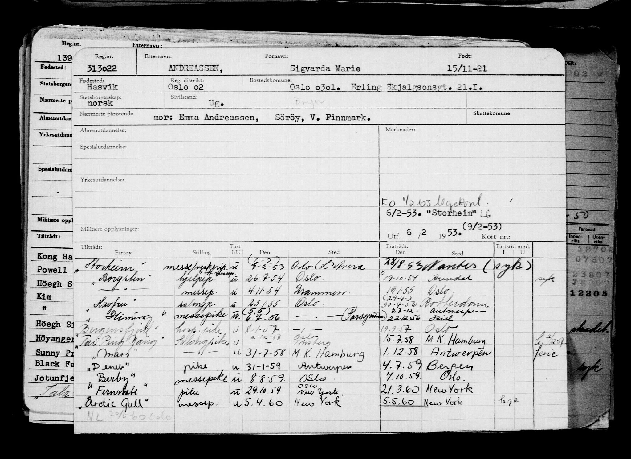 Direktoratet for sjømenn, RA/S-3545/G/Gb/L0200: Hovedkort, 1921, p. 1