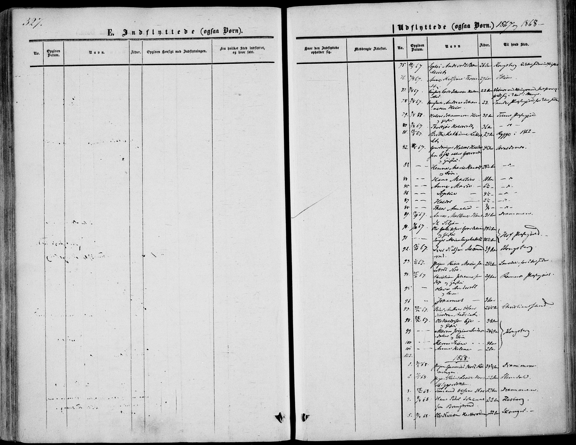 Sandsvær kirkebøker, AV/SAKO-A-244/F/Fa/L0006: Parish register (official) no. I 6, 1857-1868, p. 327