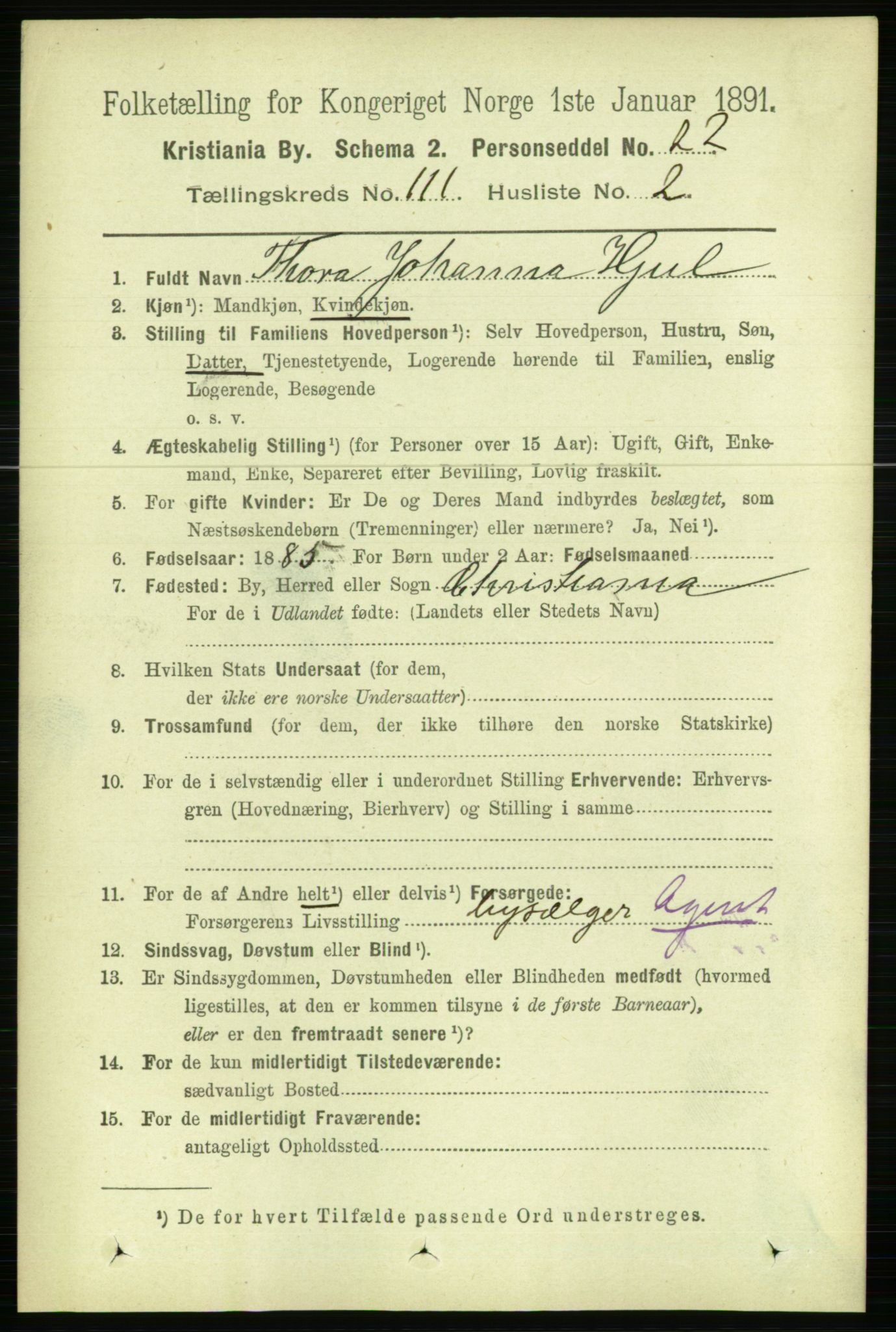 RA, 1891 census for 0301 Kristiania, 1891, p. 57946