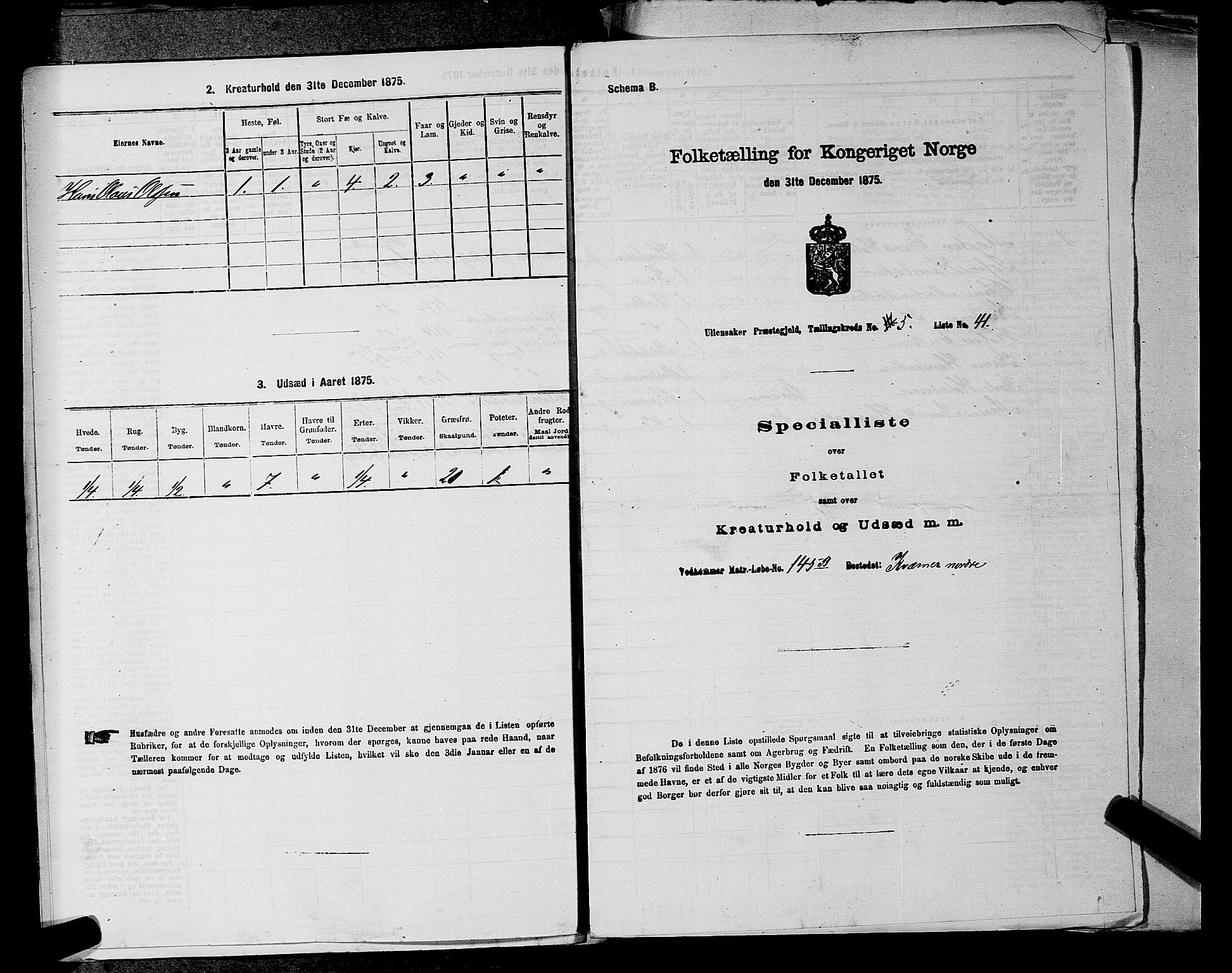 RA, 1875 census for 0235P Ullensaker, 1875, p. 758