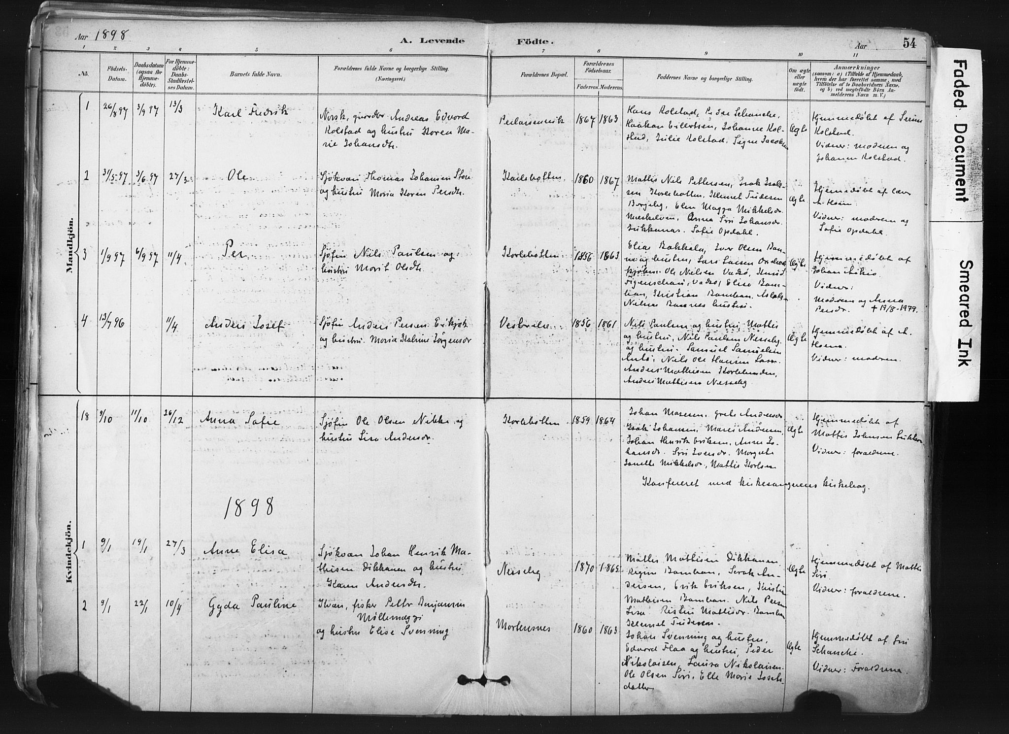 Nesseby sokneprestkontor, AV/SATØ-S-1330/H/Ha/L0006kirke: Parish register (official) no. 6, 1885-1985, p. 54