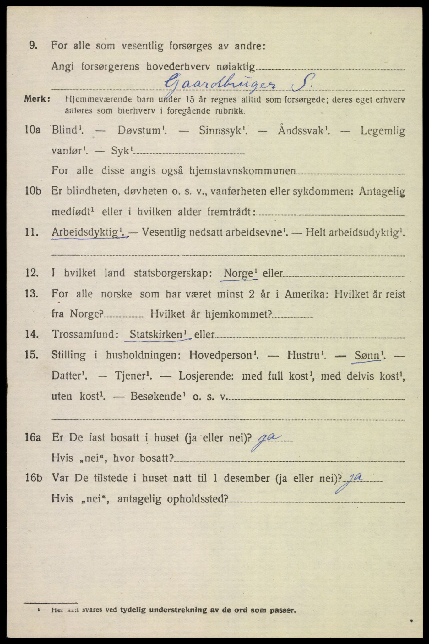 SAK, 1920 census for Gyland, 1920, p. 843