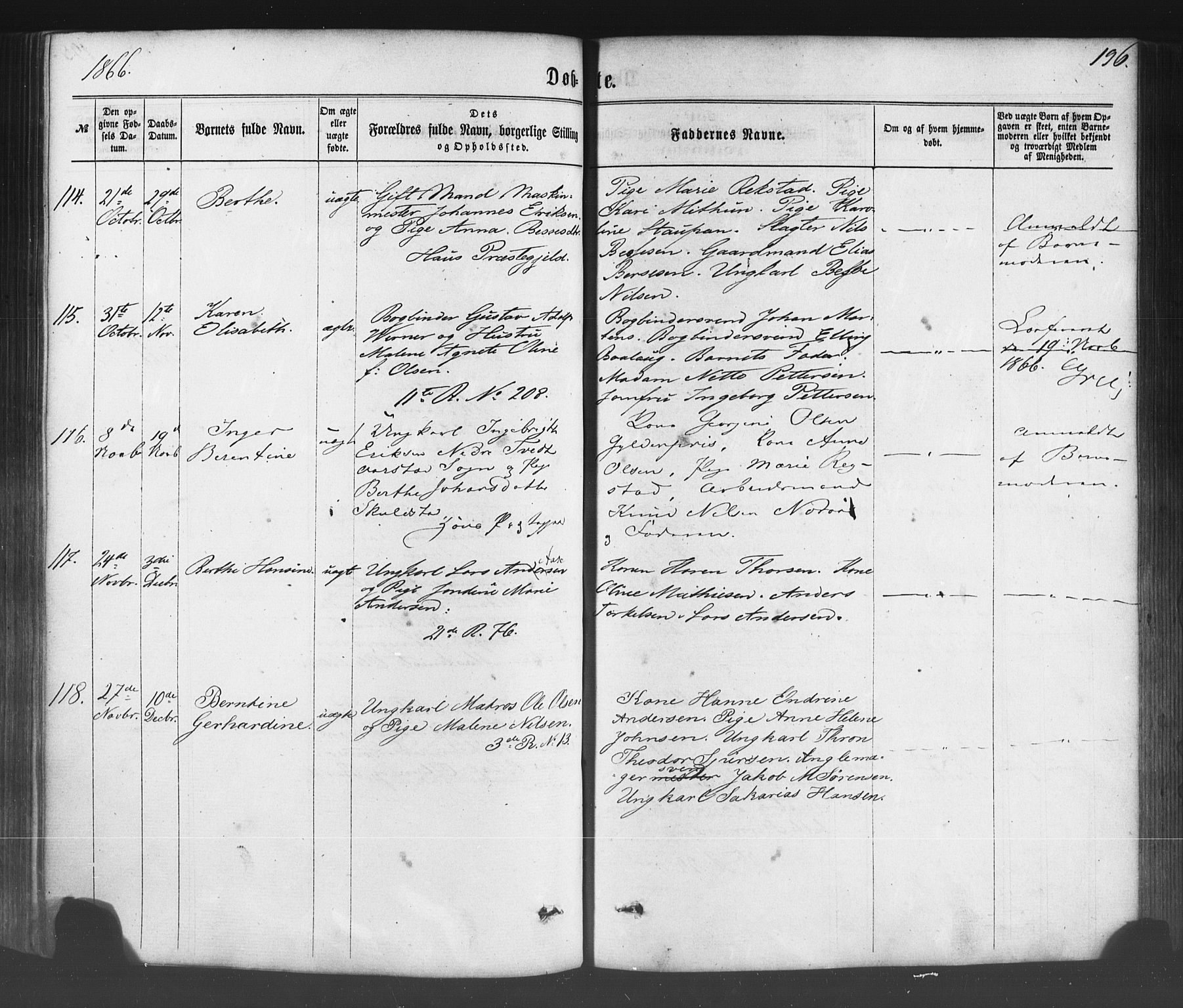 Fødselsstiftelsens sokneprestembete*, SAB/-: Parish register (official) no. A 1, 1863-1883, p. 196
