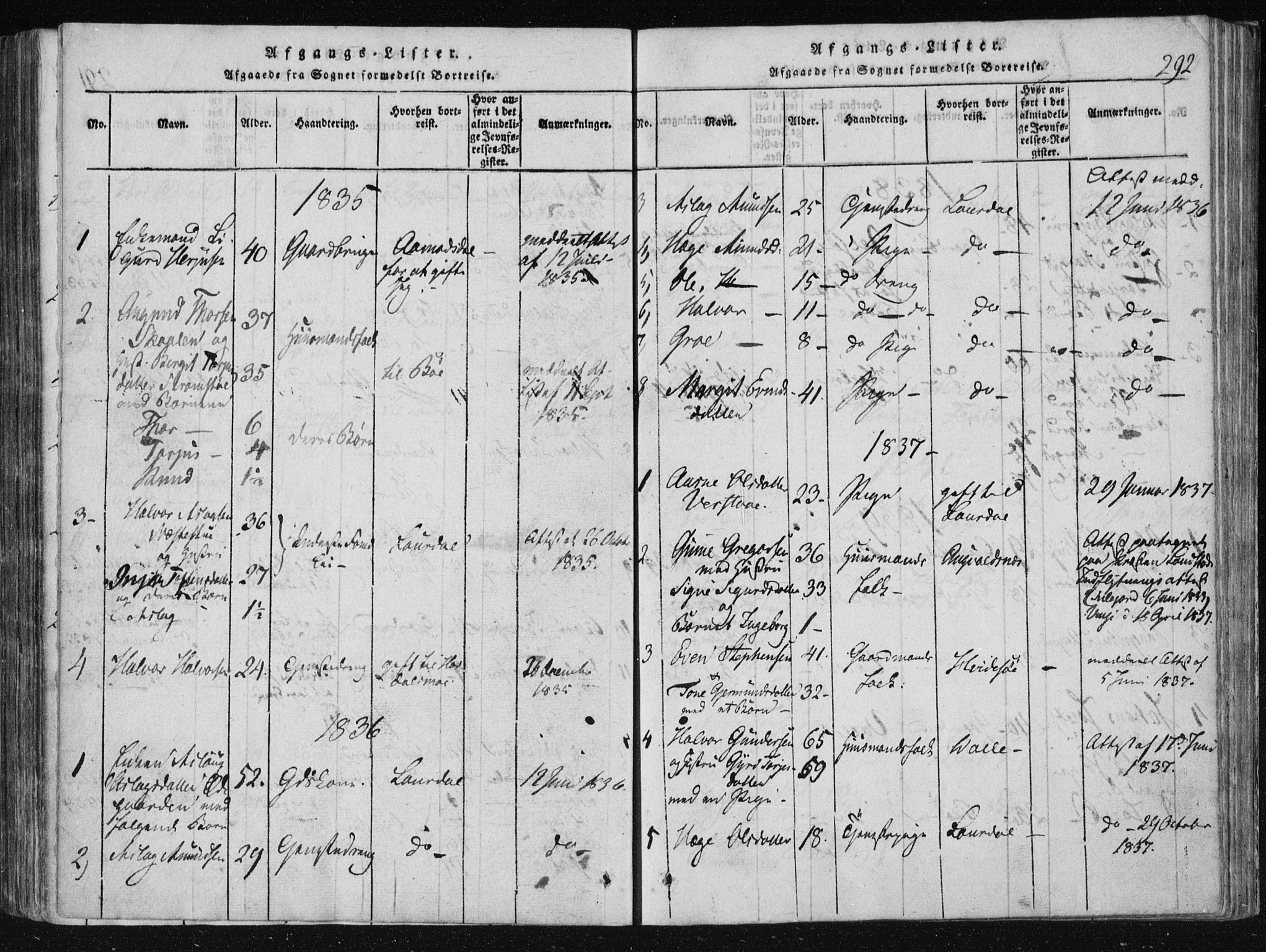 Vinje kirkebøker, AV/SAKO-A-312/F/Fa/L0003: Parish register (official) no. I 3, 1814-1843, p. 292